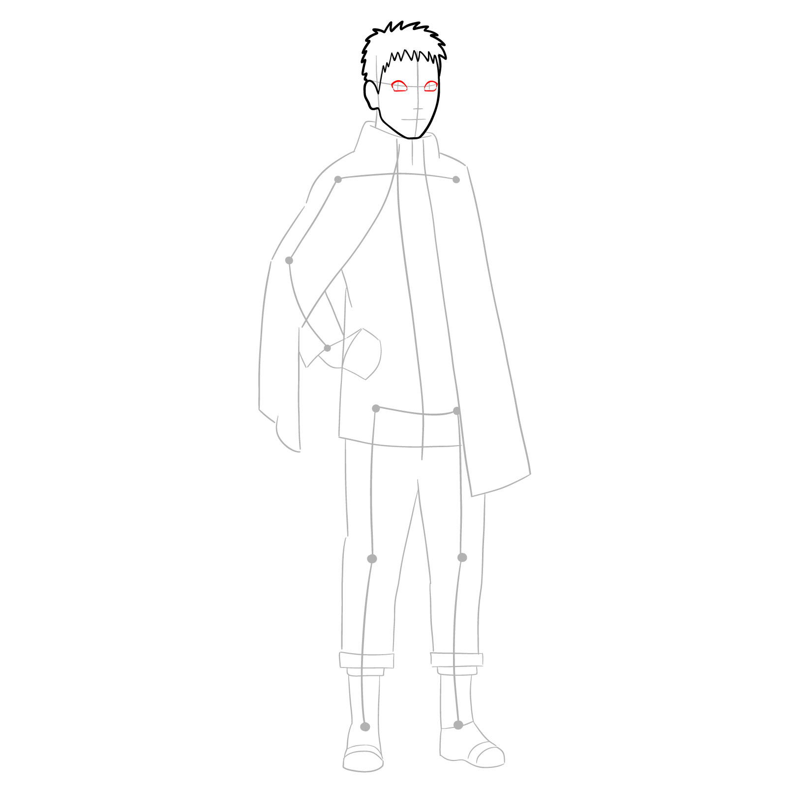 How to draw Boruto Naruto with cloak - step 08