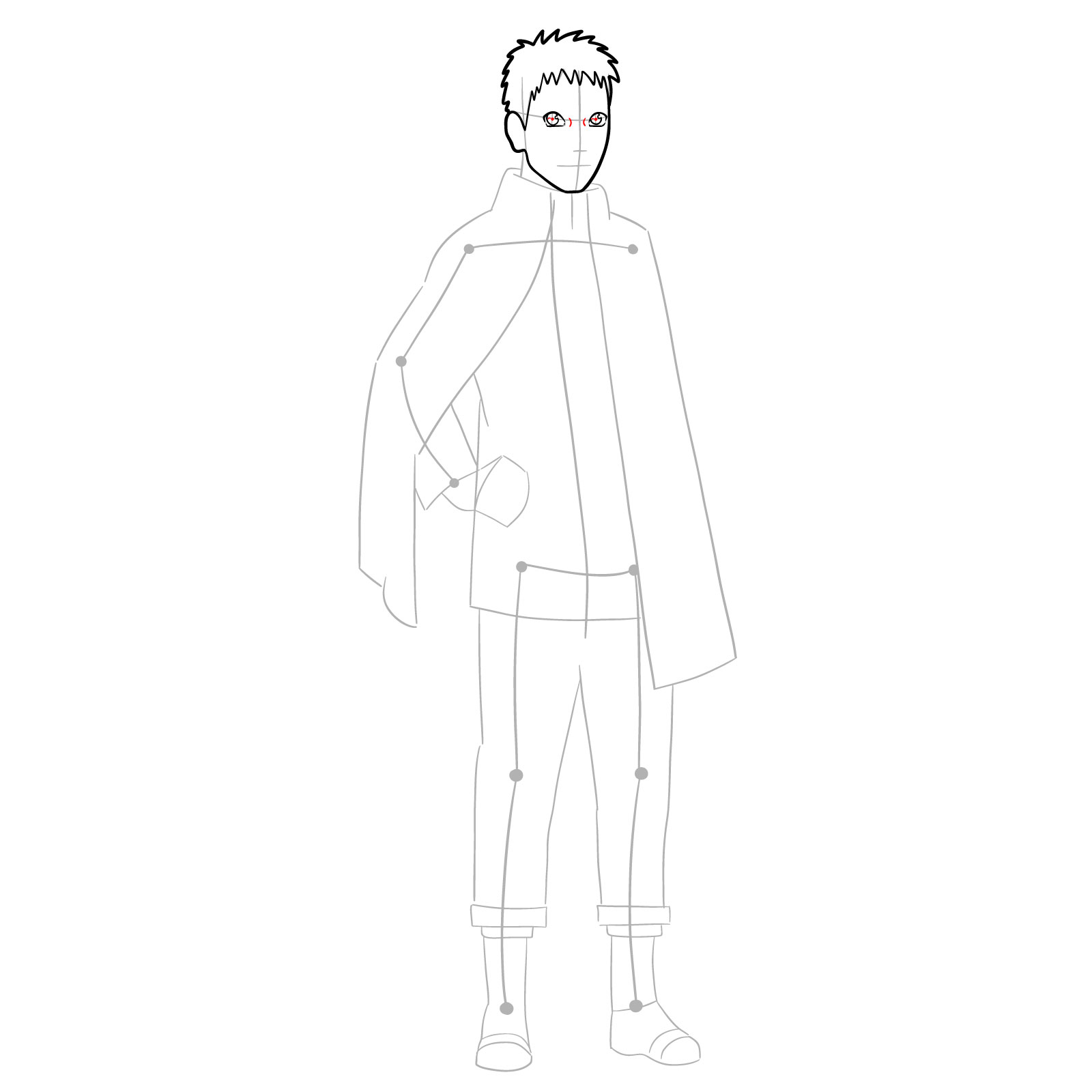 How to draw Boruto Naruto with cloak - step 10