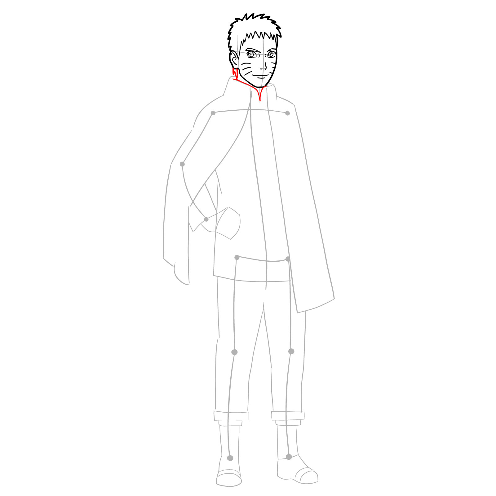 How to draw Boruto Naruto with cloak - step 13