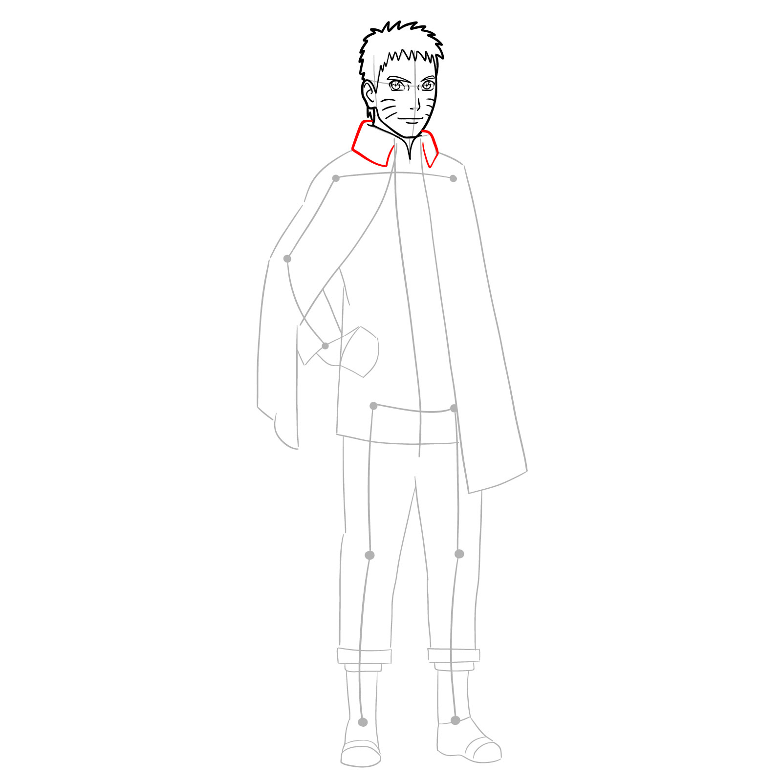 How to draw Boruto Naruto with cloak - step 14