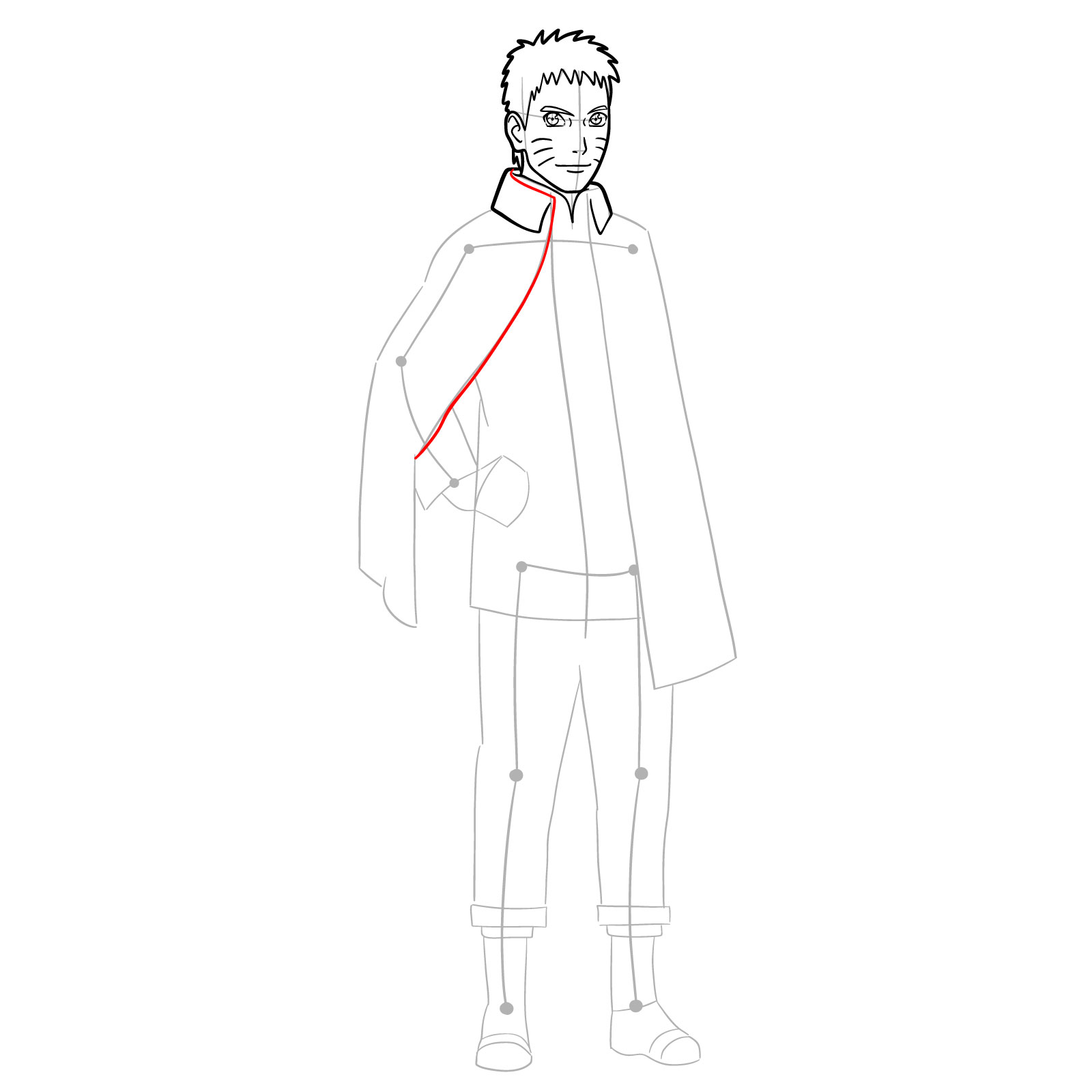 How to draw Boruto Naruto with cloak - step 15