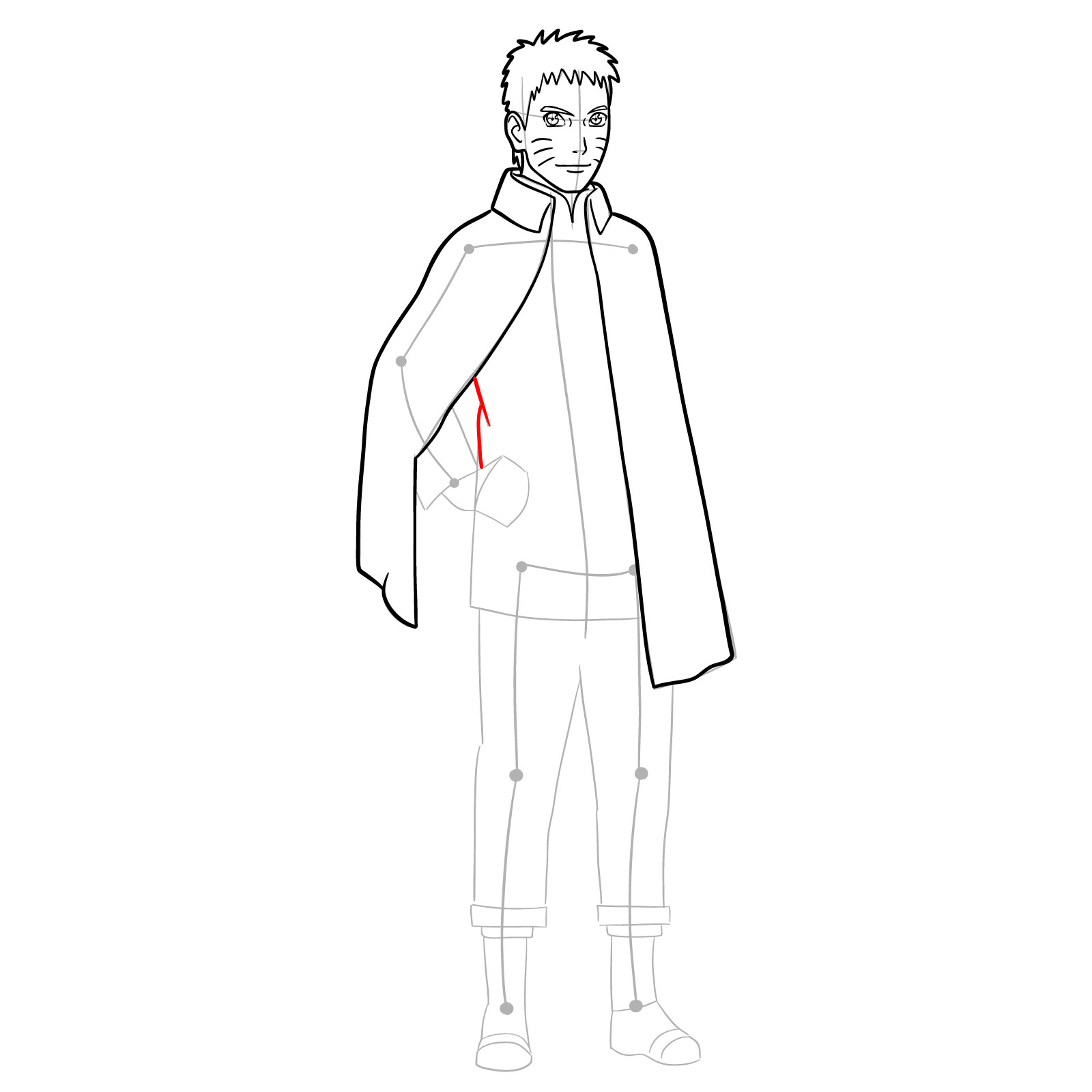 How to draw Boruto Naruto with cloak - step 18