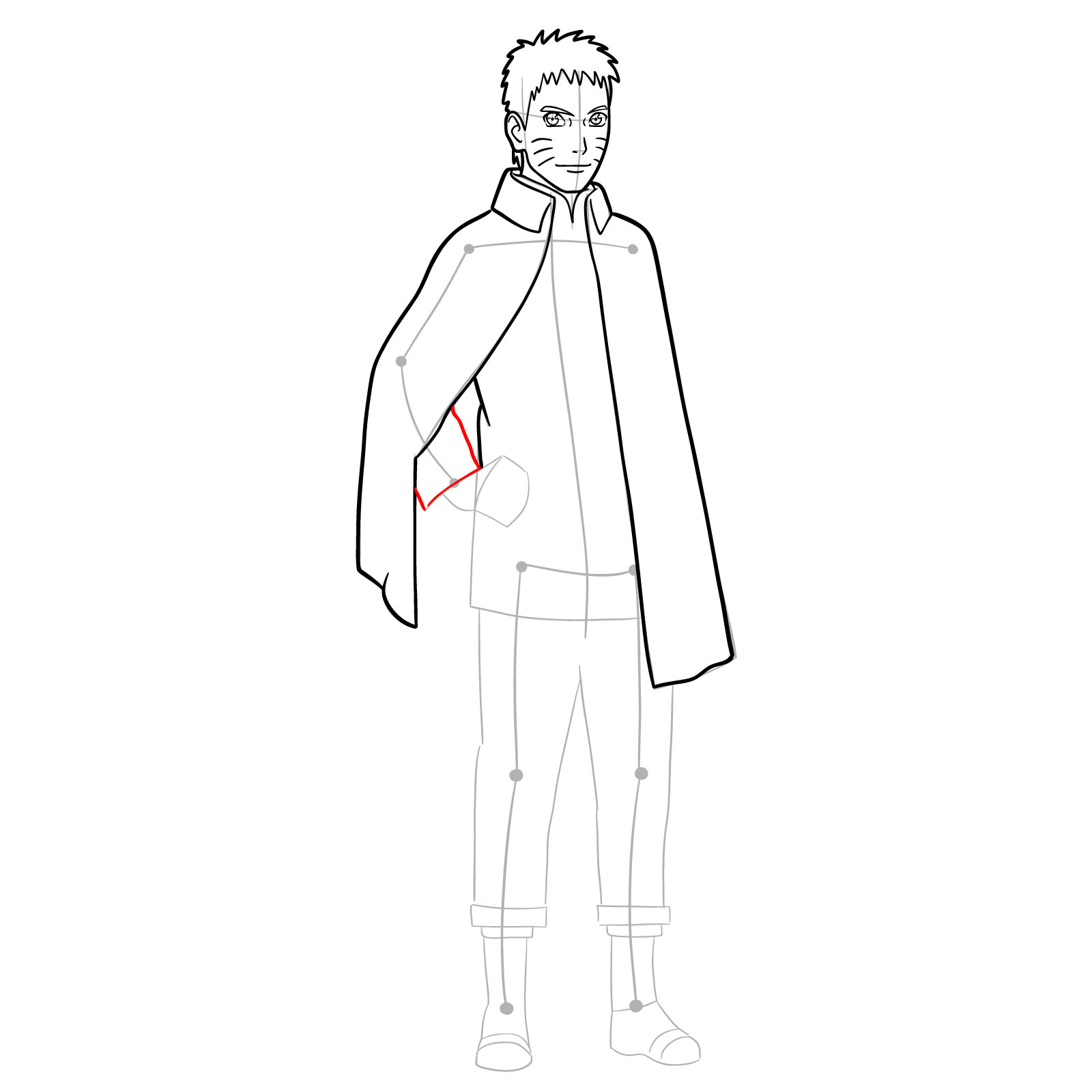 How to draw Boruto Naruto with cloak - step 19