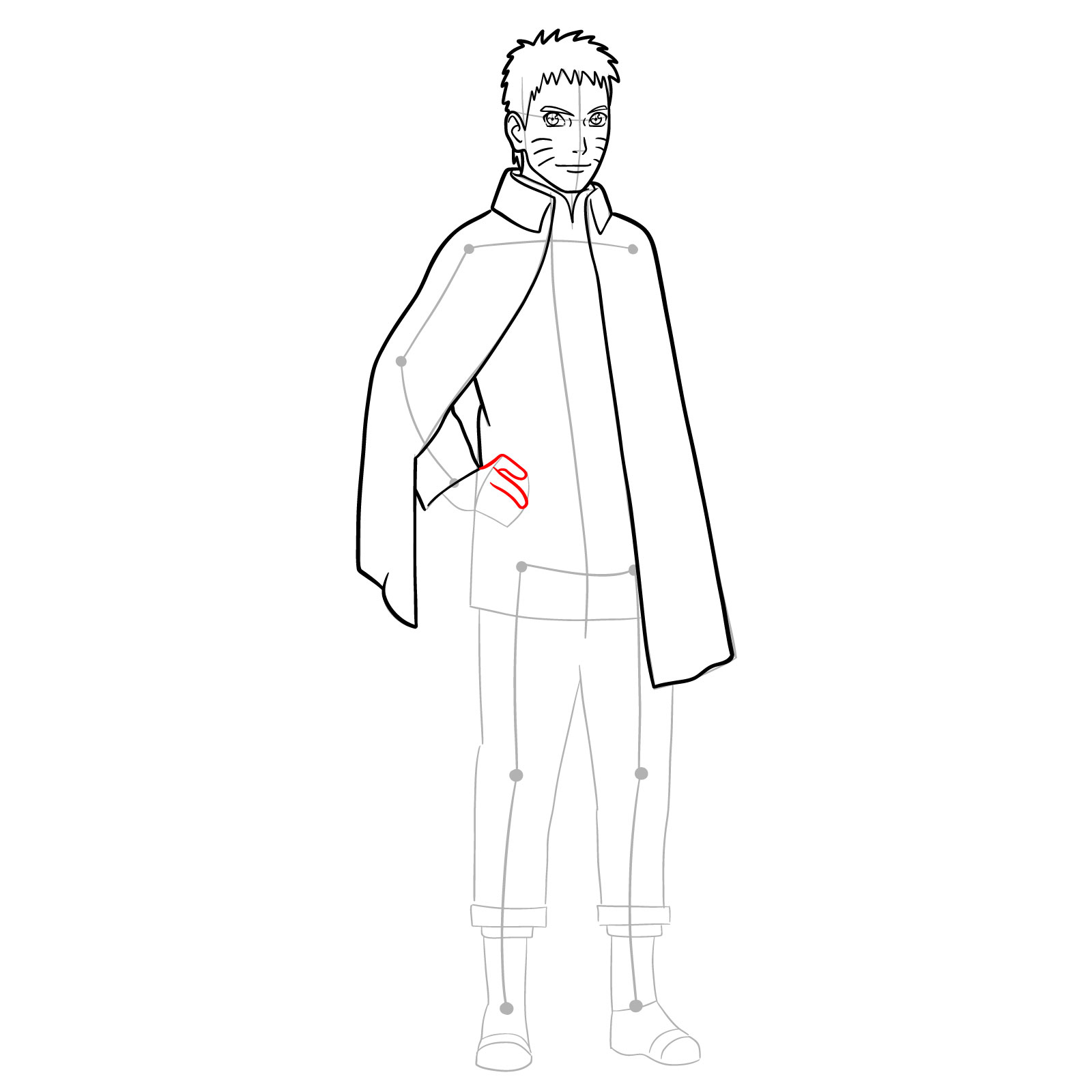 How to draw Boruto Naruto with cloak - step 20