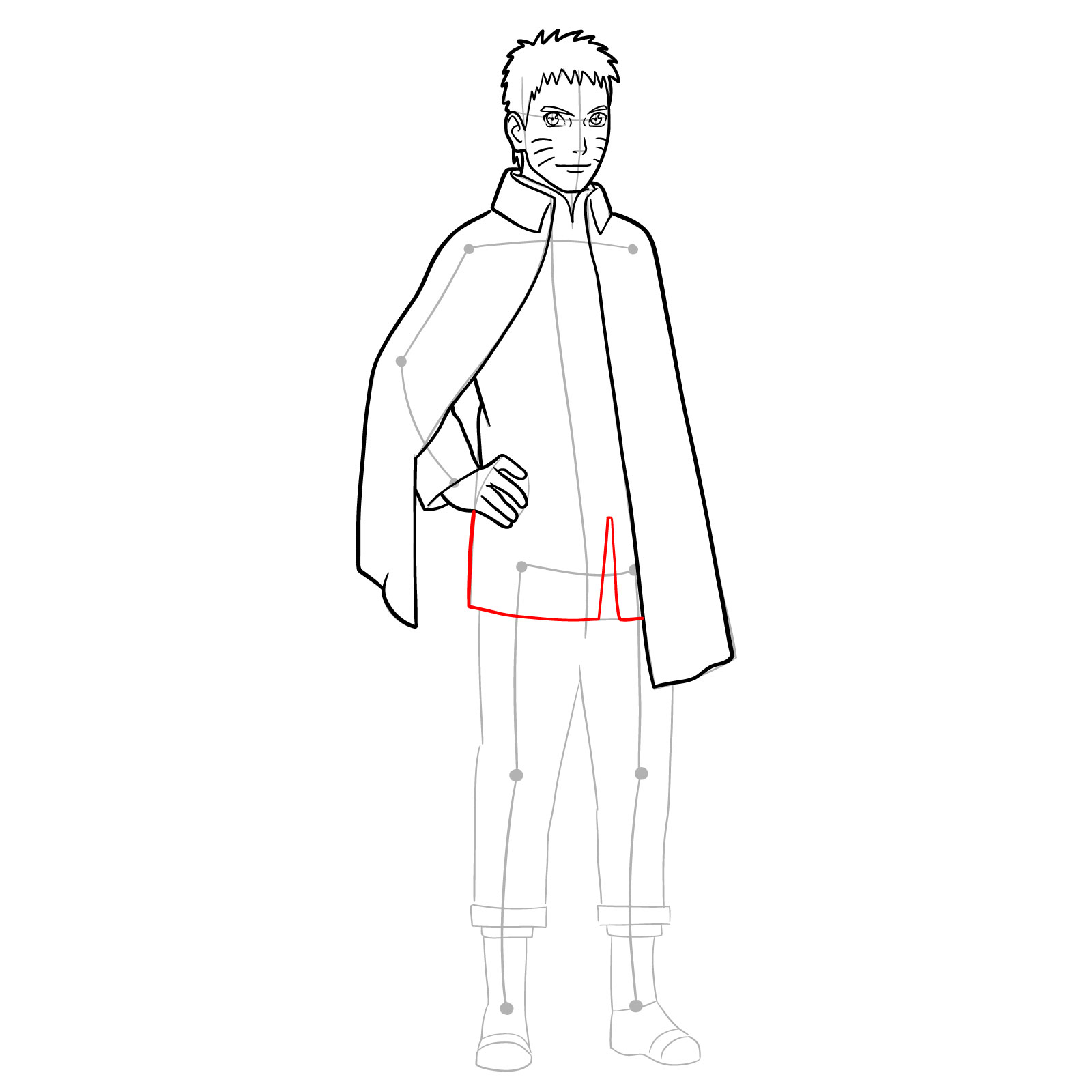 How to draw Boruto Naruto with cloak - step 22