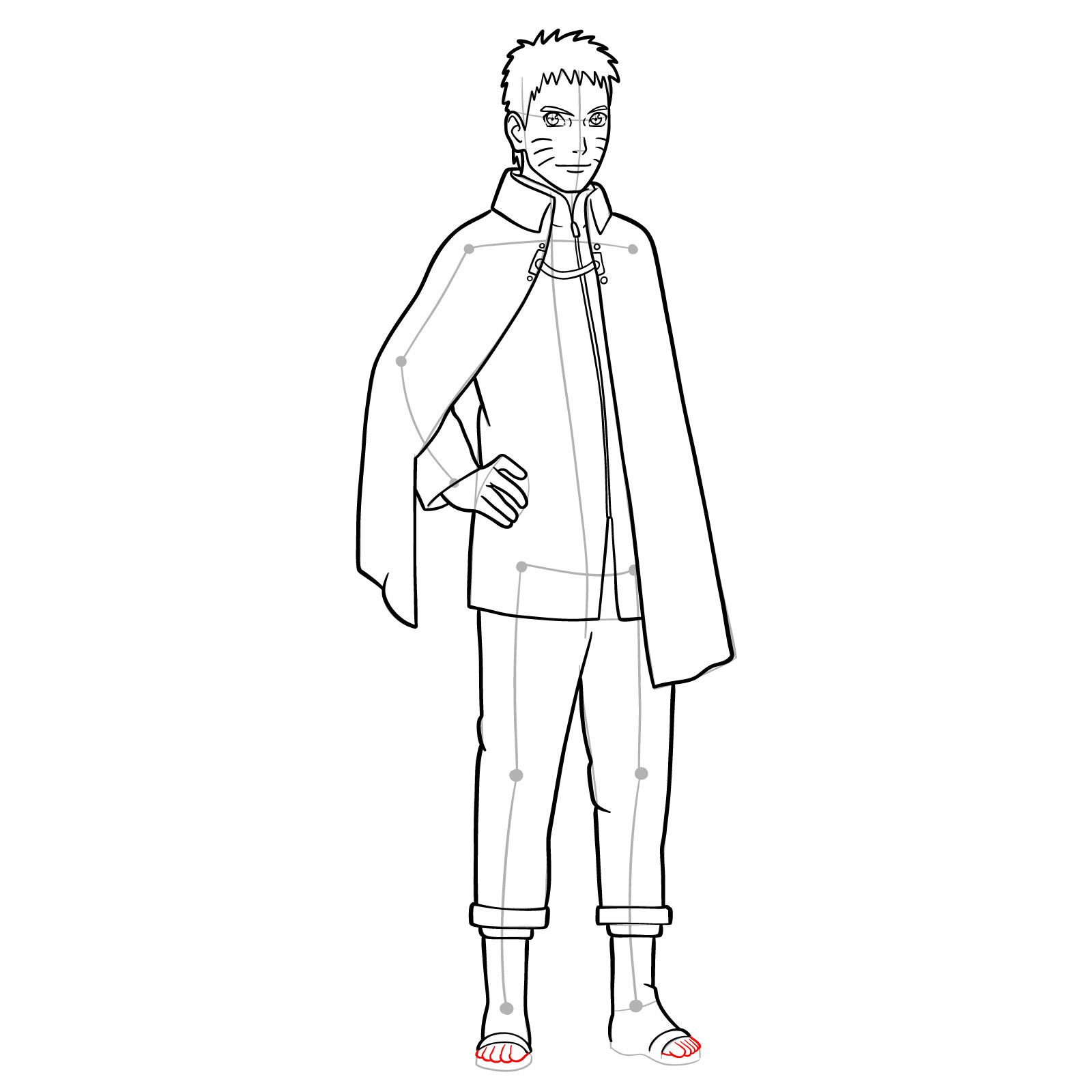 How to draw Boruto Naruto with cloak - step 28