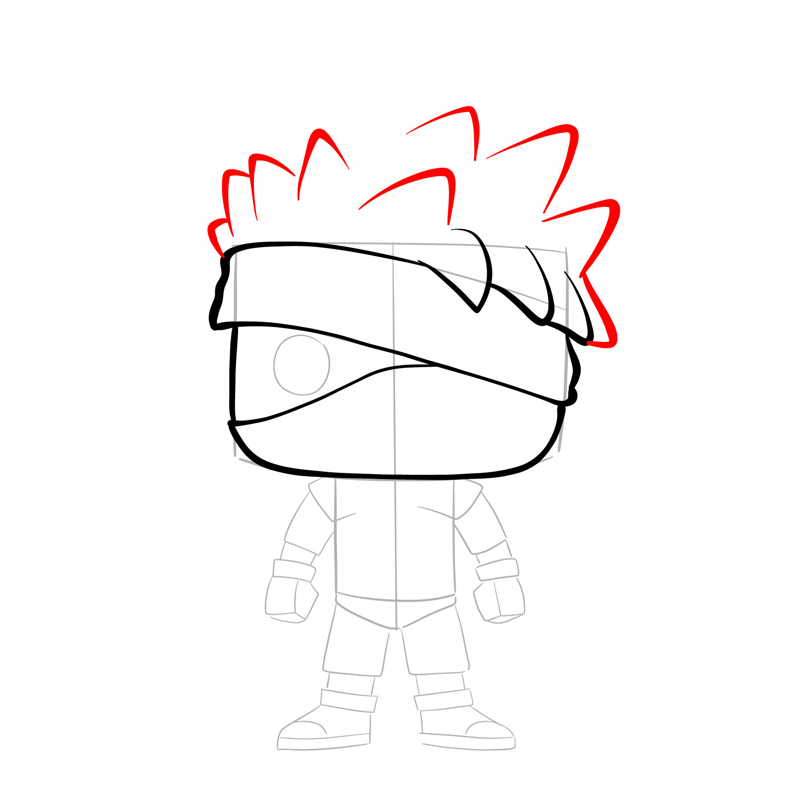 How to draw Kakashi Funko Pop Figure - step 10