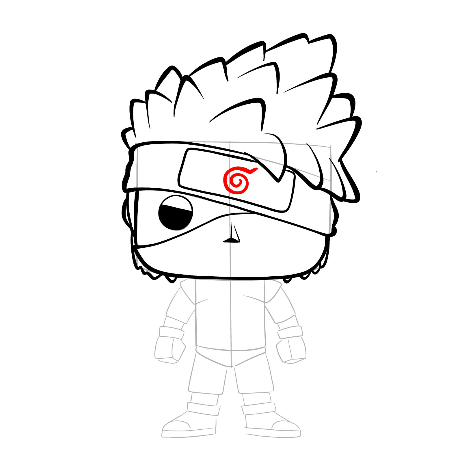 How to draw Kakashi Funko Pop Figure - step 17