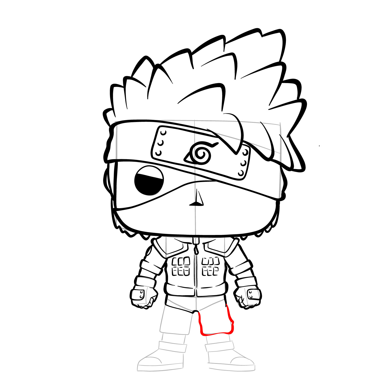 How to Draw Kakashi Hatake Funko Pop Figure Step-by-Step