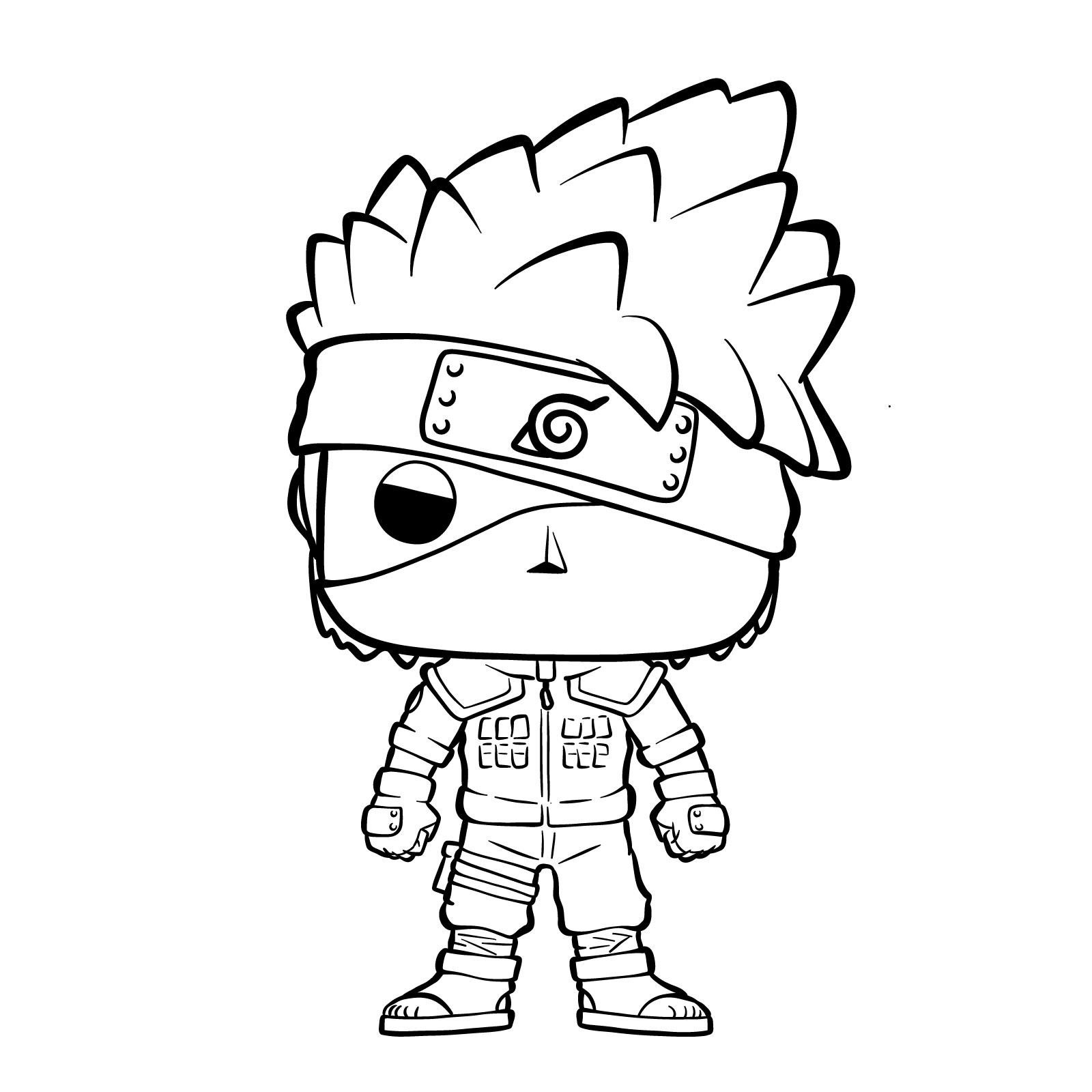 How to draw Kakashi Funko Pop Figure - final step