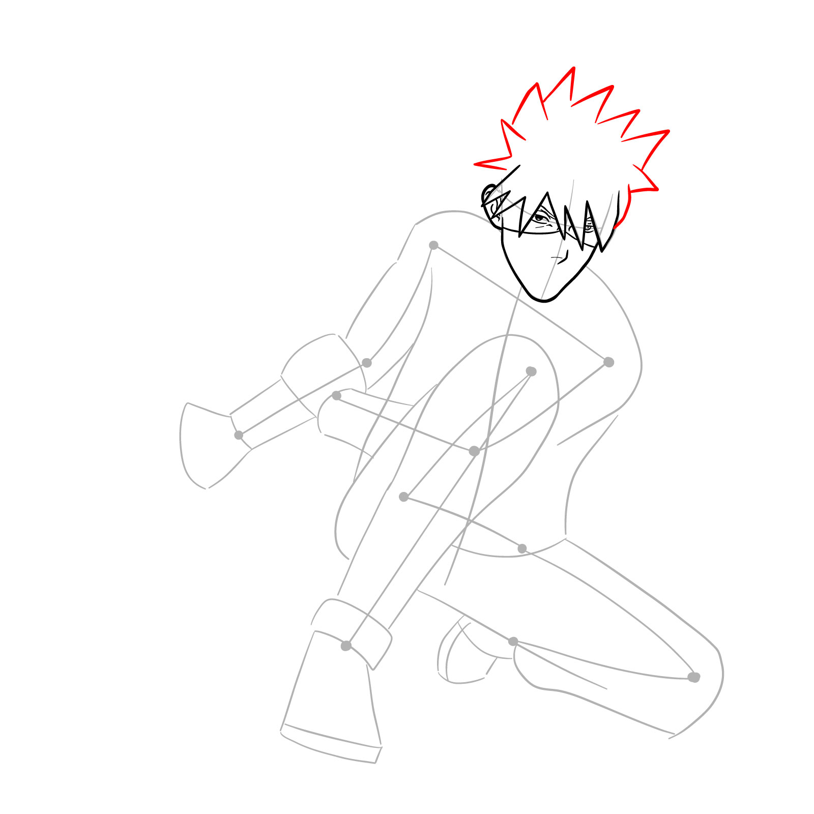 How to draw Kakashi from Clash of Ninja Revolution - step 14