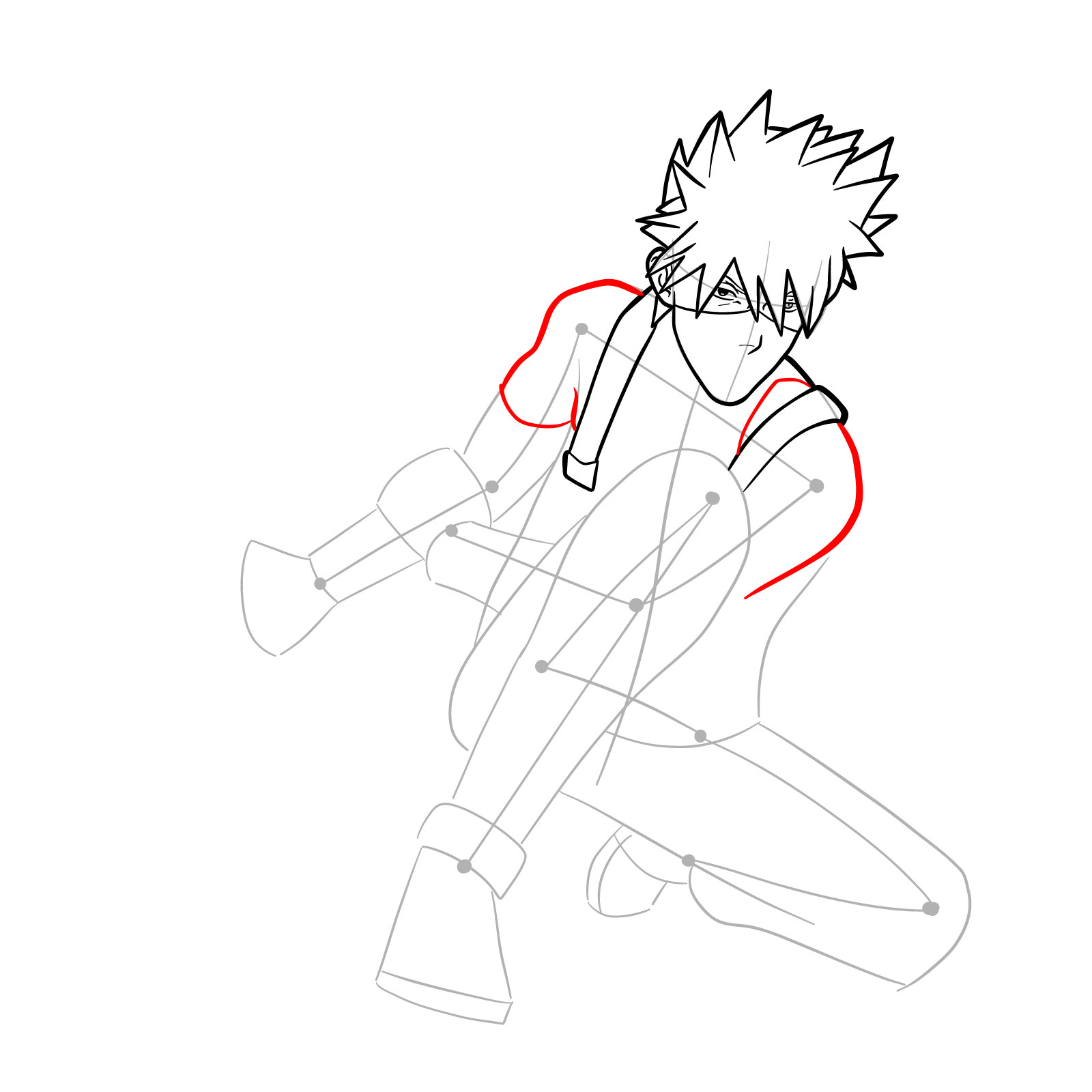 How to draw Kakashi from Clash of Ninja Revolution - step 18