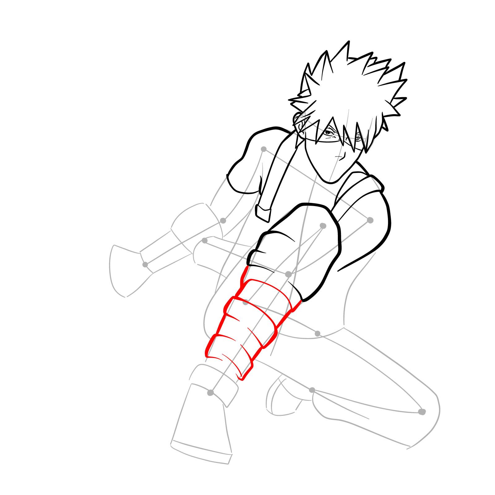 How to draw Kakashi from Clash of Ninja Revolution - step 20