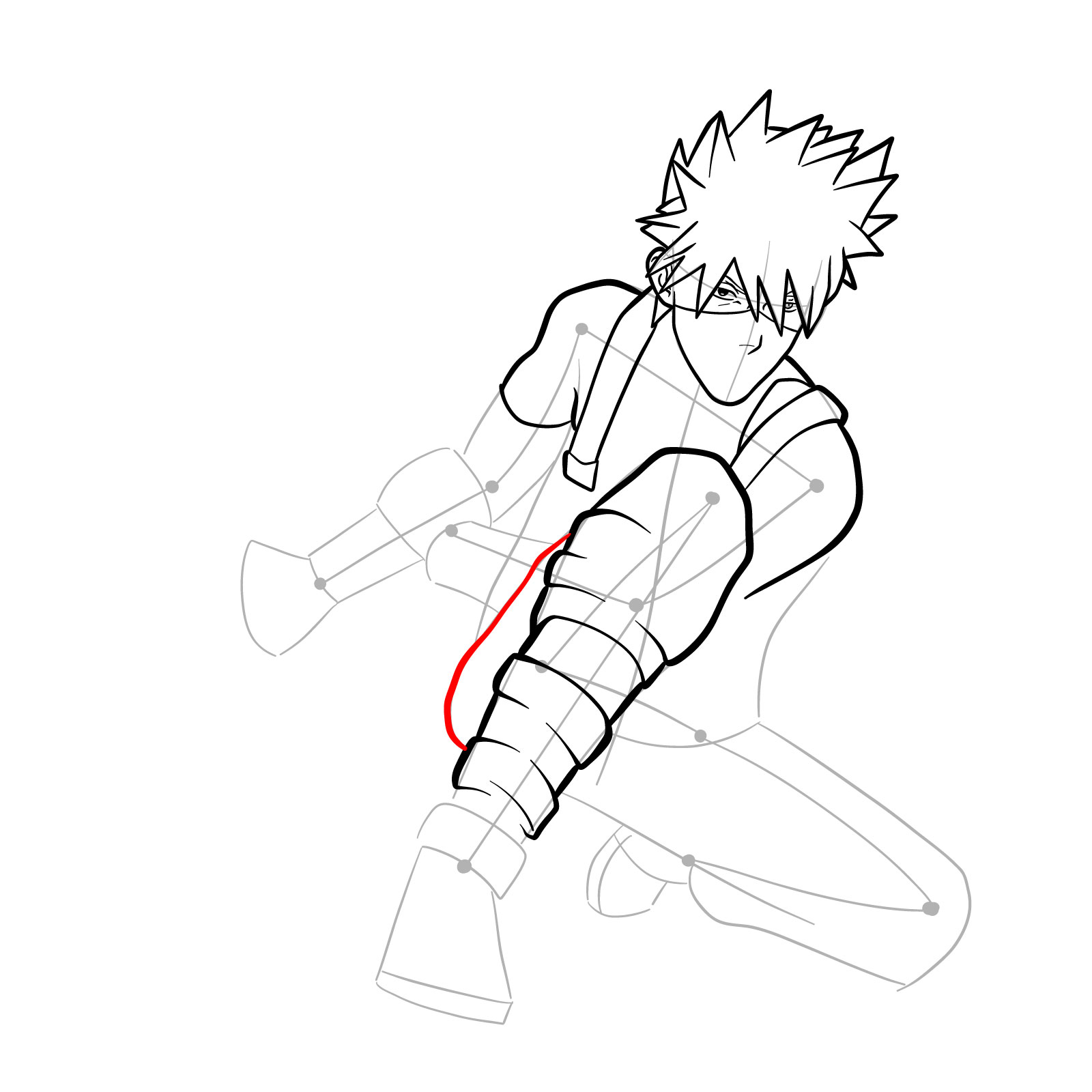 How to draw Kakashi from Clash of Ninja Revolution - step 21