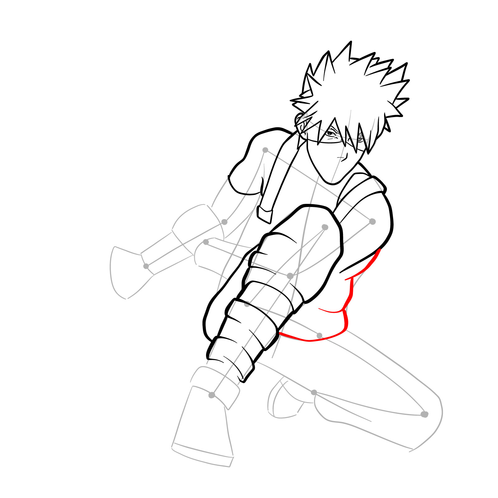 How to draw Kakashi from Clash of Ninja Revolution - step 22