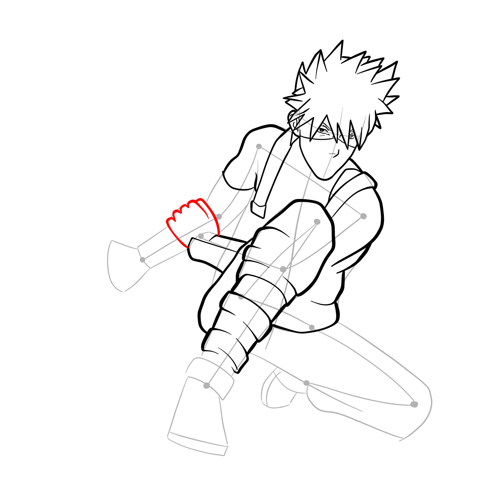 How to draw Kakashi from Clash of Ninja Revolution - step 24