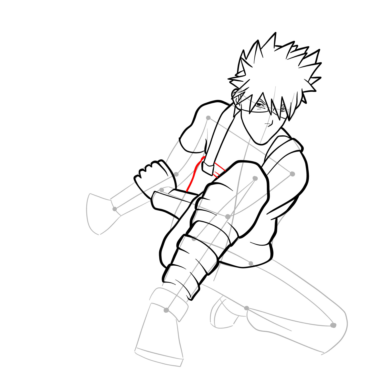How to draw Kakashi from Clash of Ninja Revolution - step 25