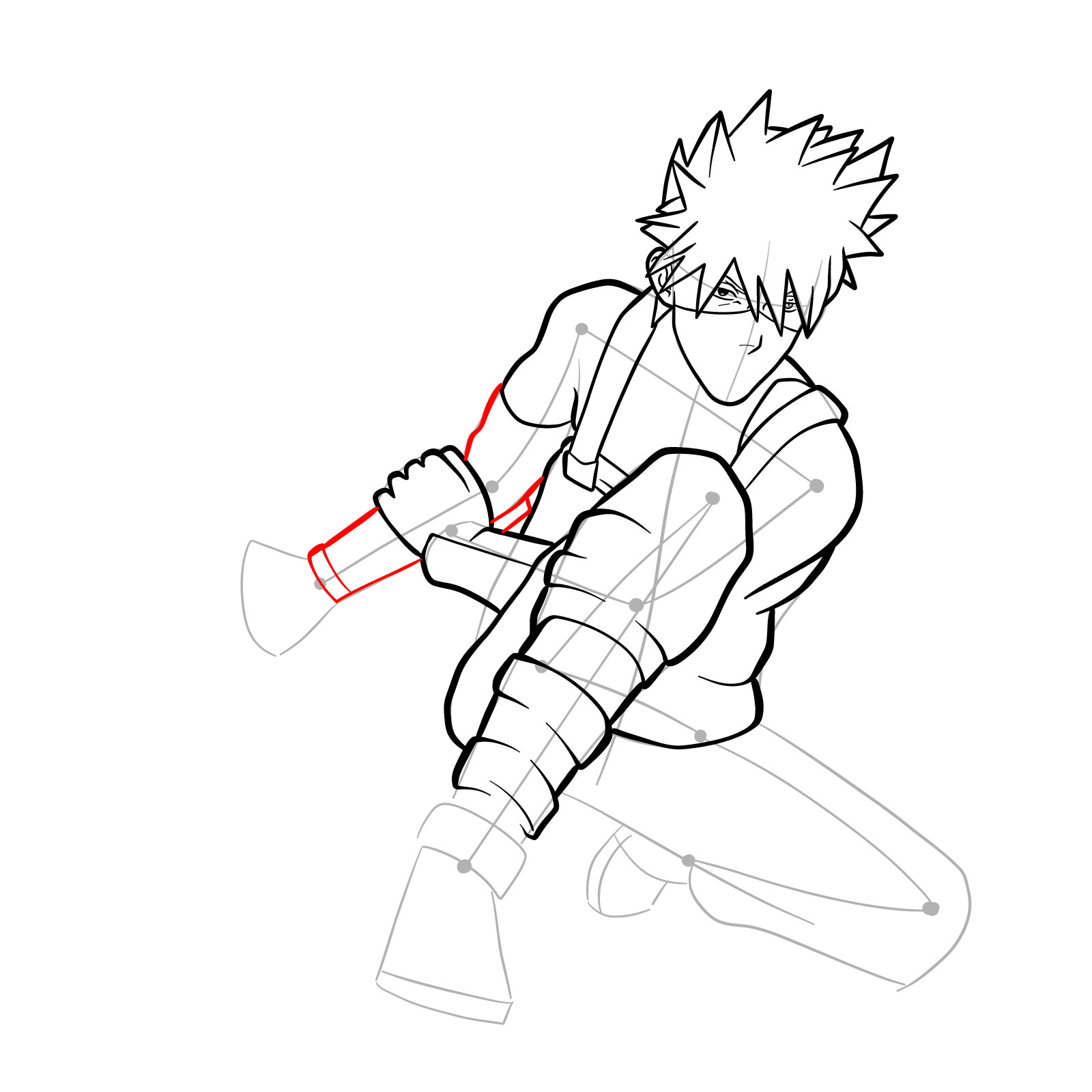 How to draw Kakashi from Clash of Ninja Revolution - step 26