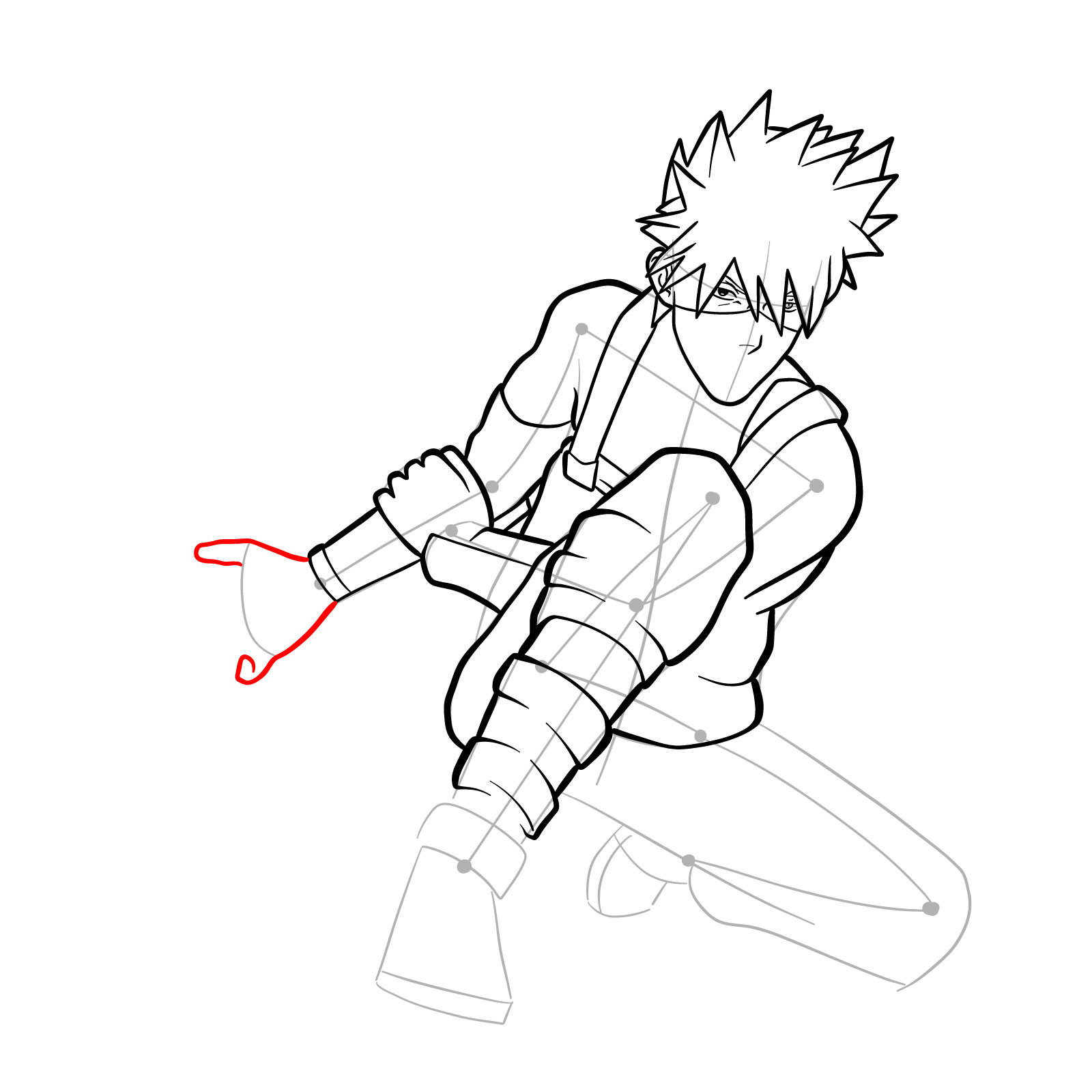How to draw Kakashi from Clash of Ninja Revolution - step 27