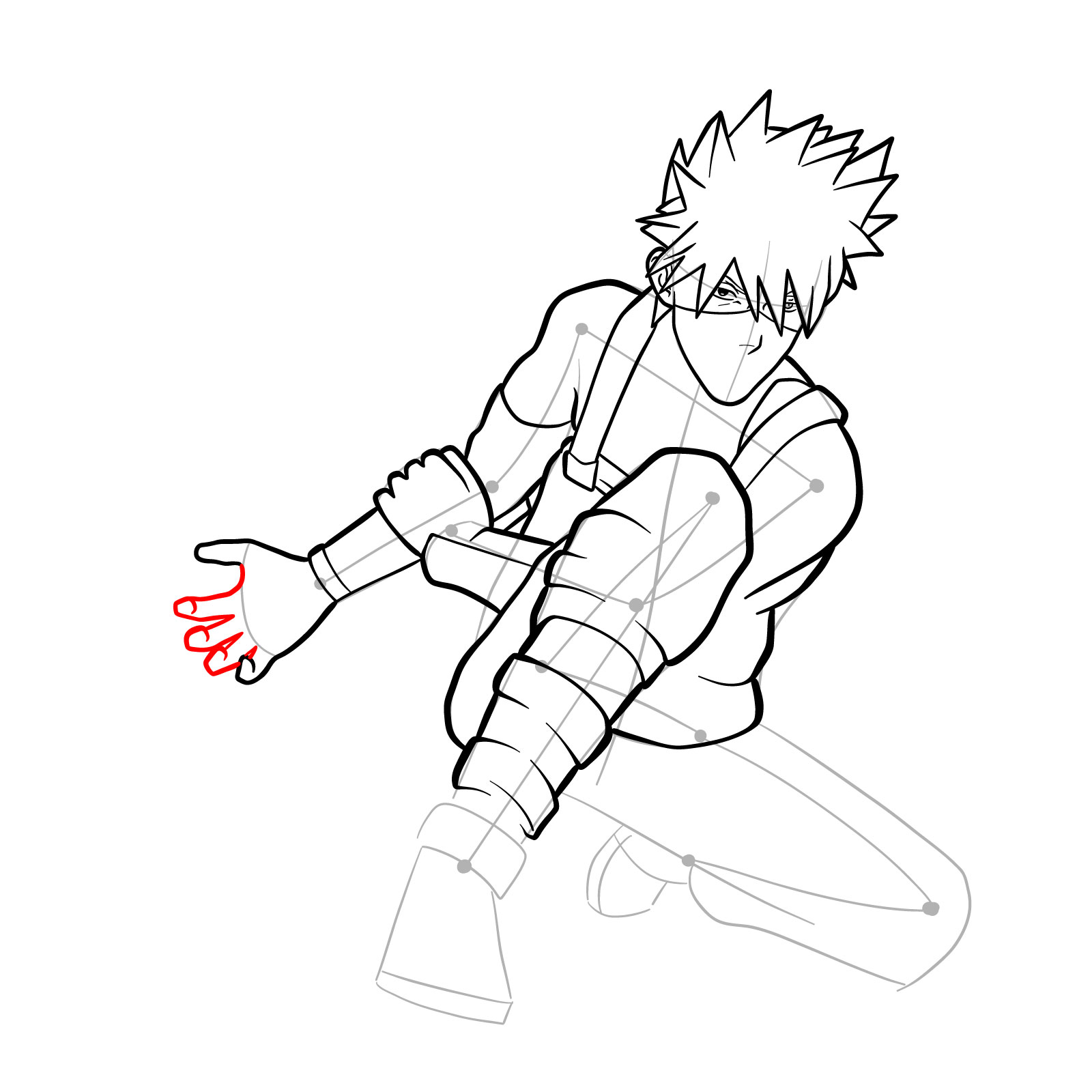 How to draw Kakashi from Clash of Ninja Revolution - step 28