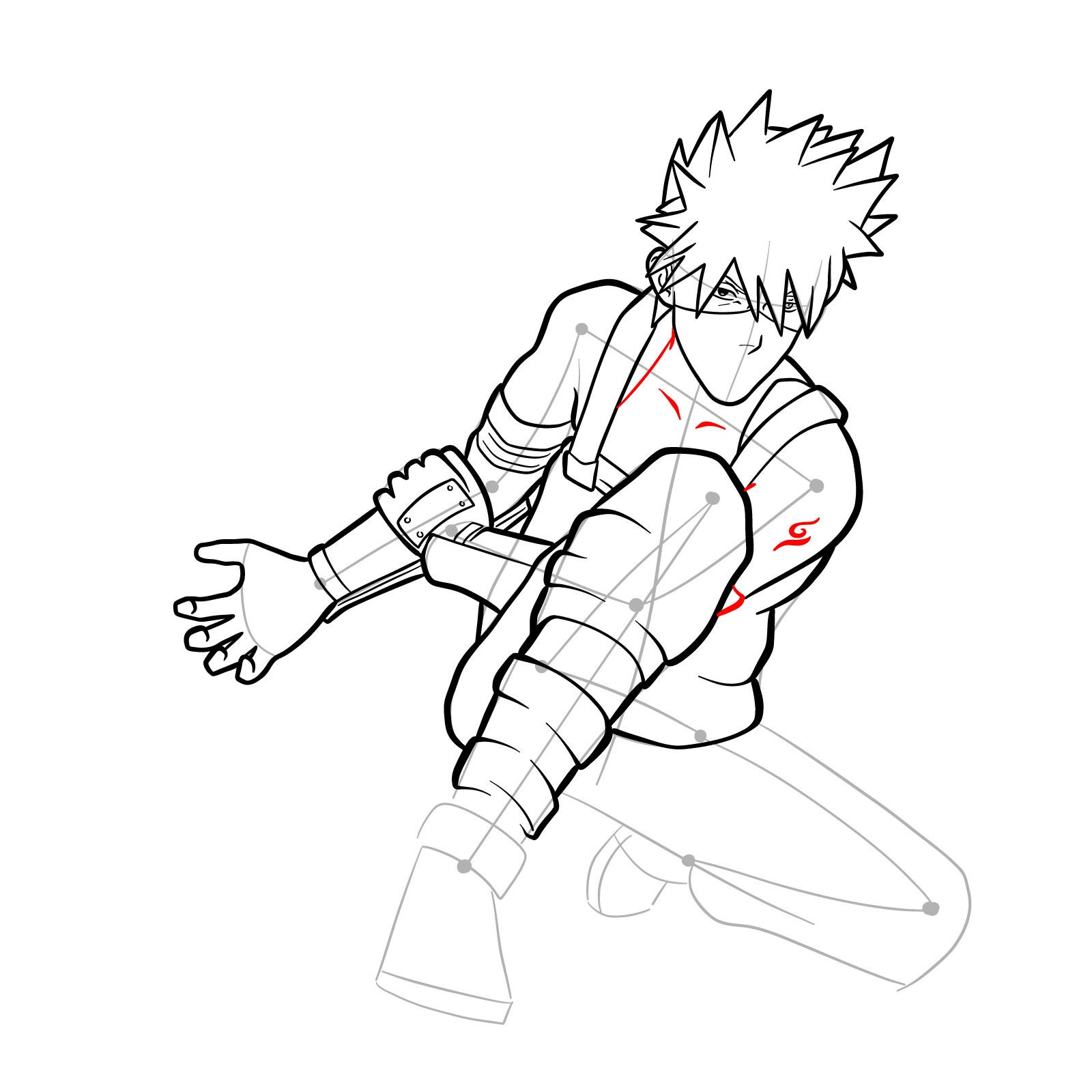 How to draw Kakashi from Clash of Ninja Revolution - step 31