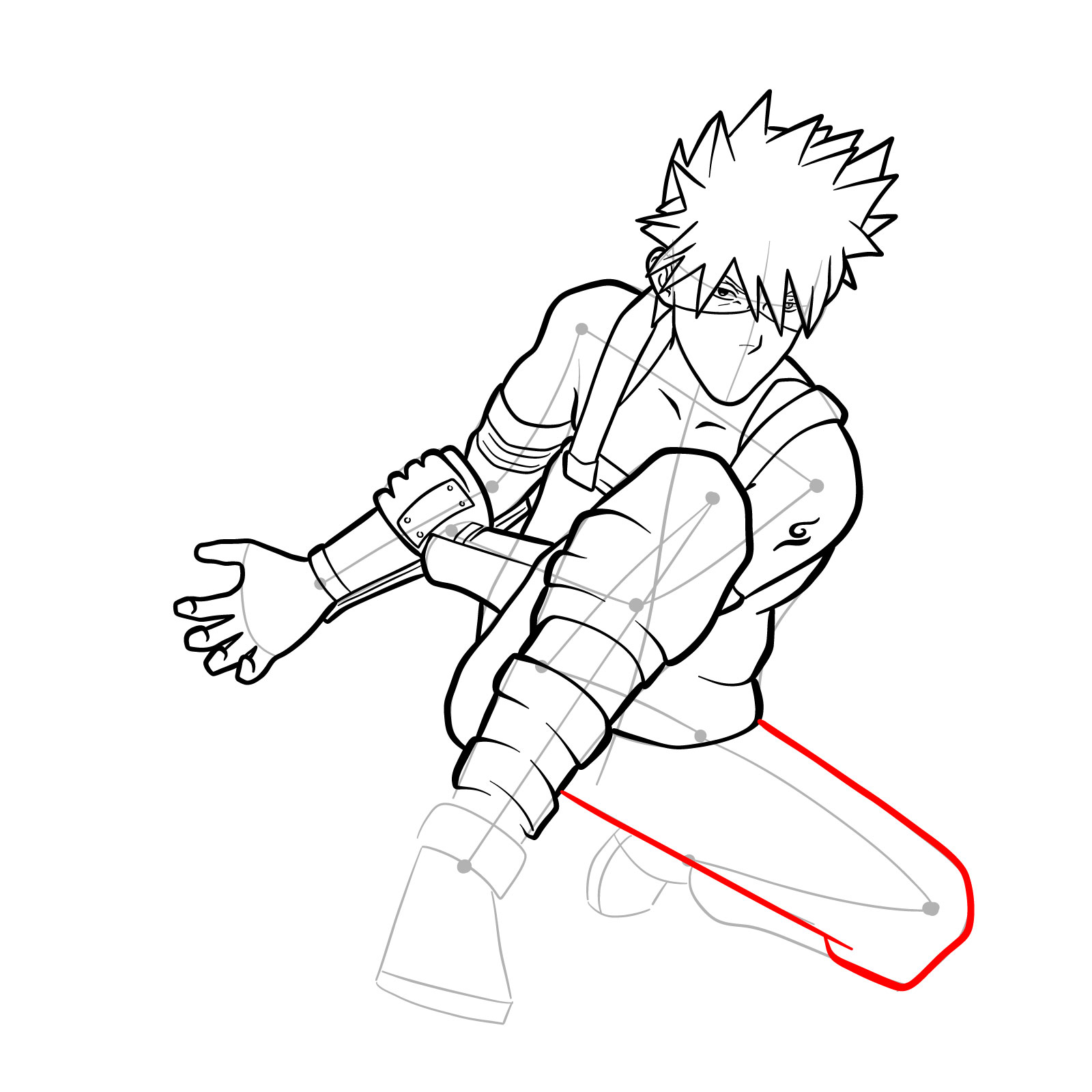 How to draw Kakashi from Clash of Ninja Revolution - step 32
