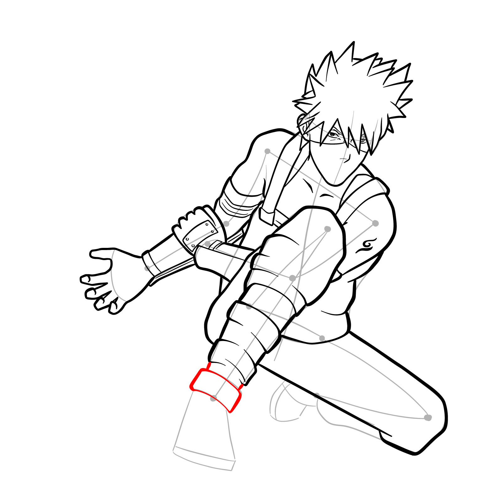 How to draw Kakashi from Clash of Ninja Revolution - step 33