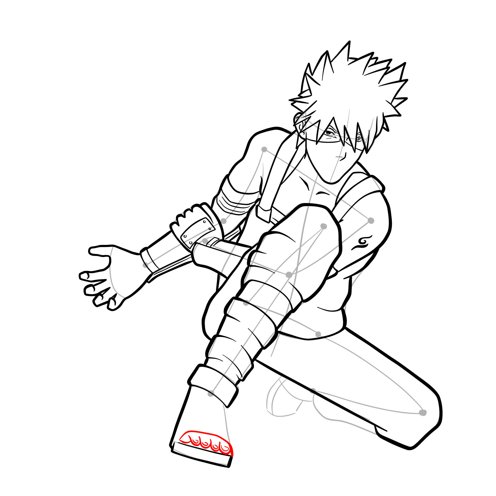 How to draw Kakashi from Clash of Ninja Revolution - step 35