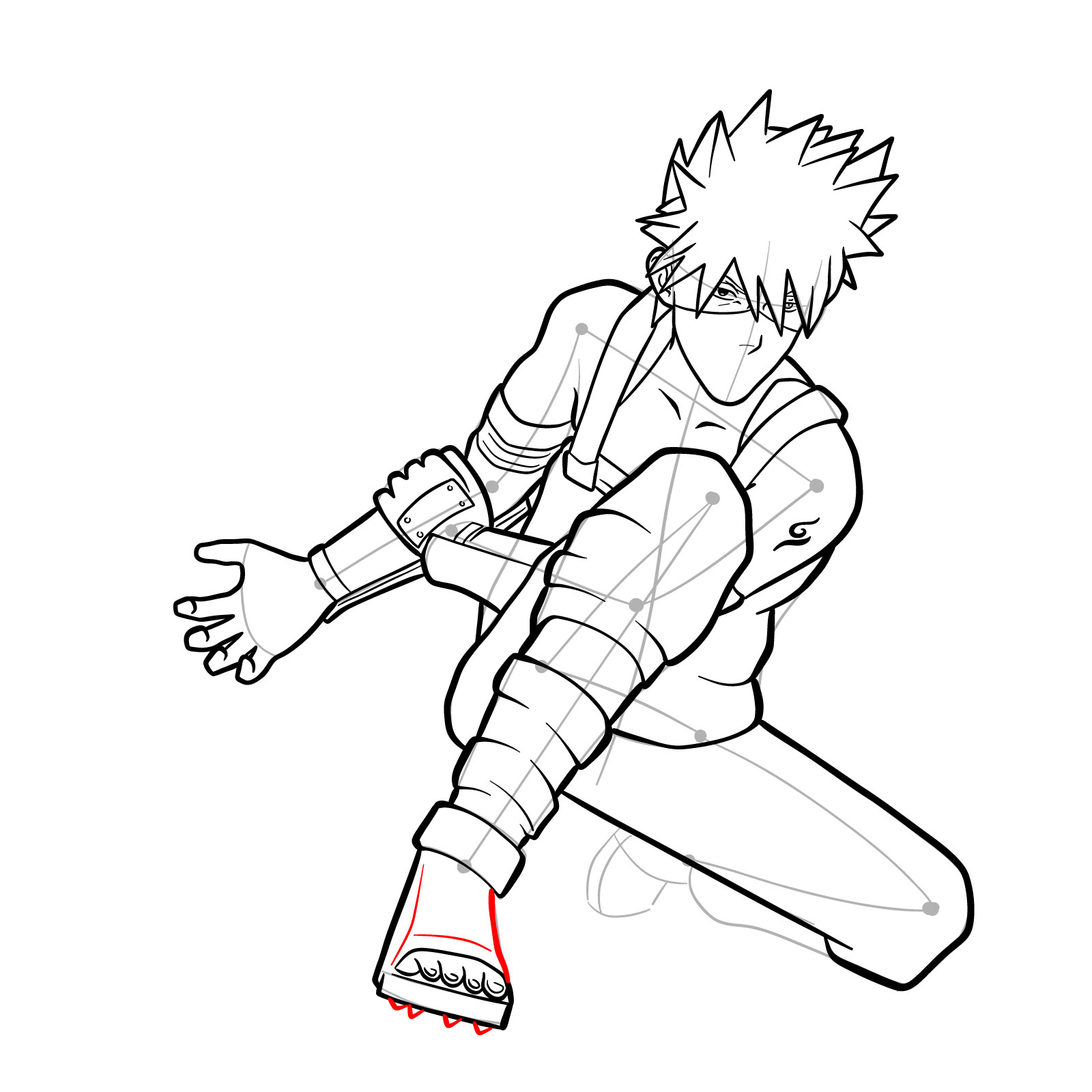 How to draw Kakashi from Clash of Ninja Revolution - step 36