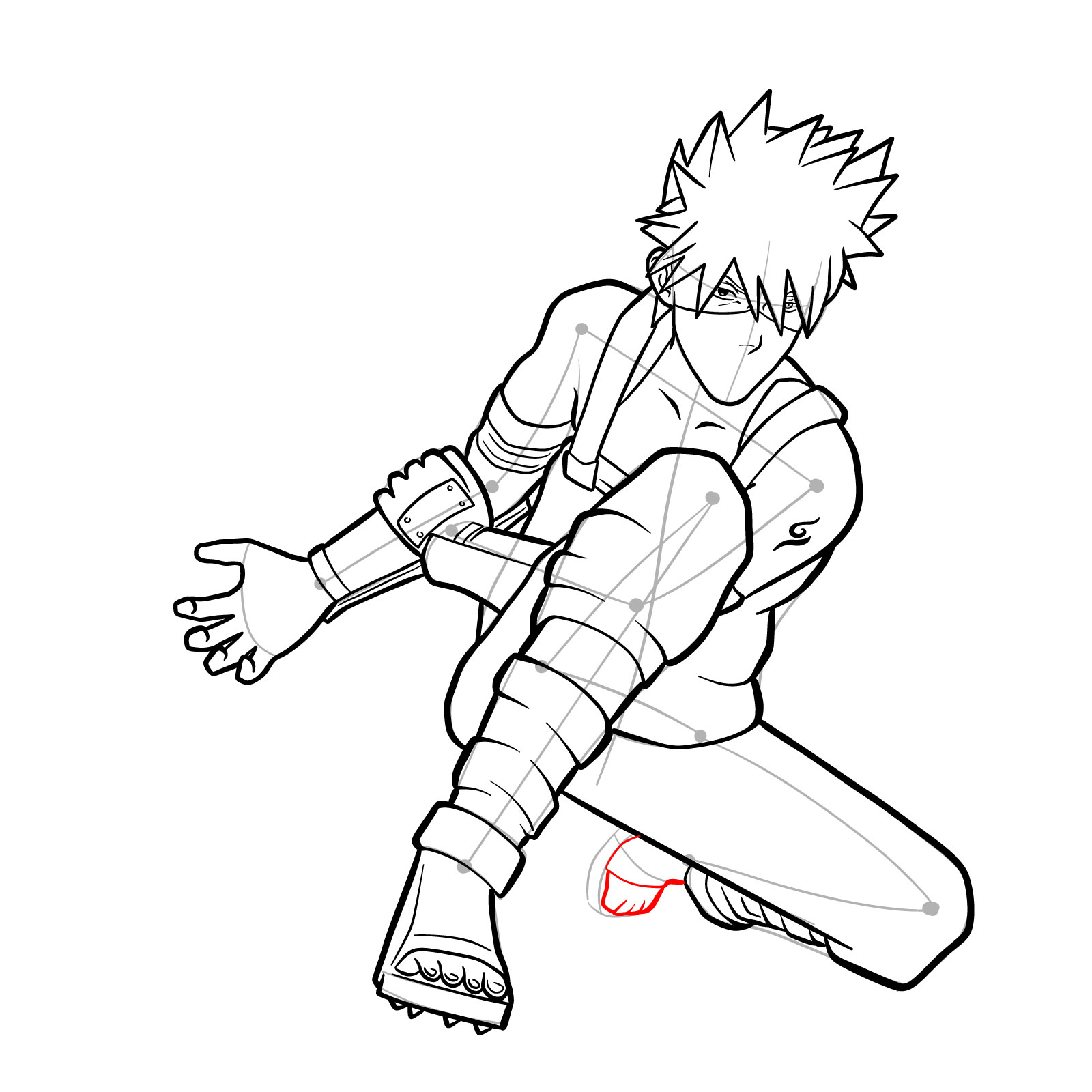 How to draw Kakashi from Clash of Ninja Revolution - step 38