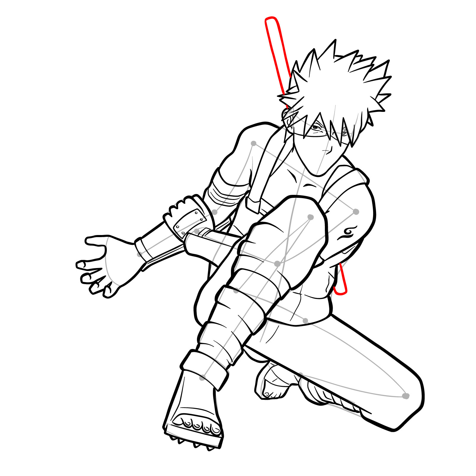 How to draw Kakashi from Clash of Ninja Revolution - step 41