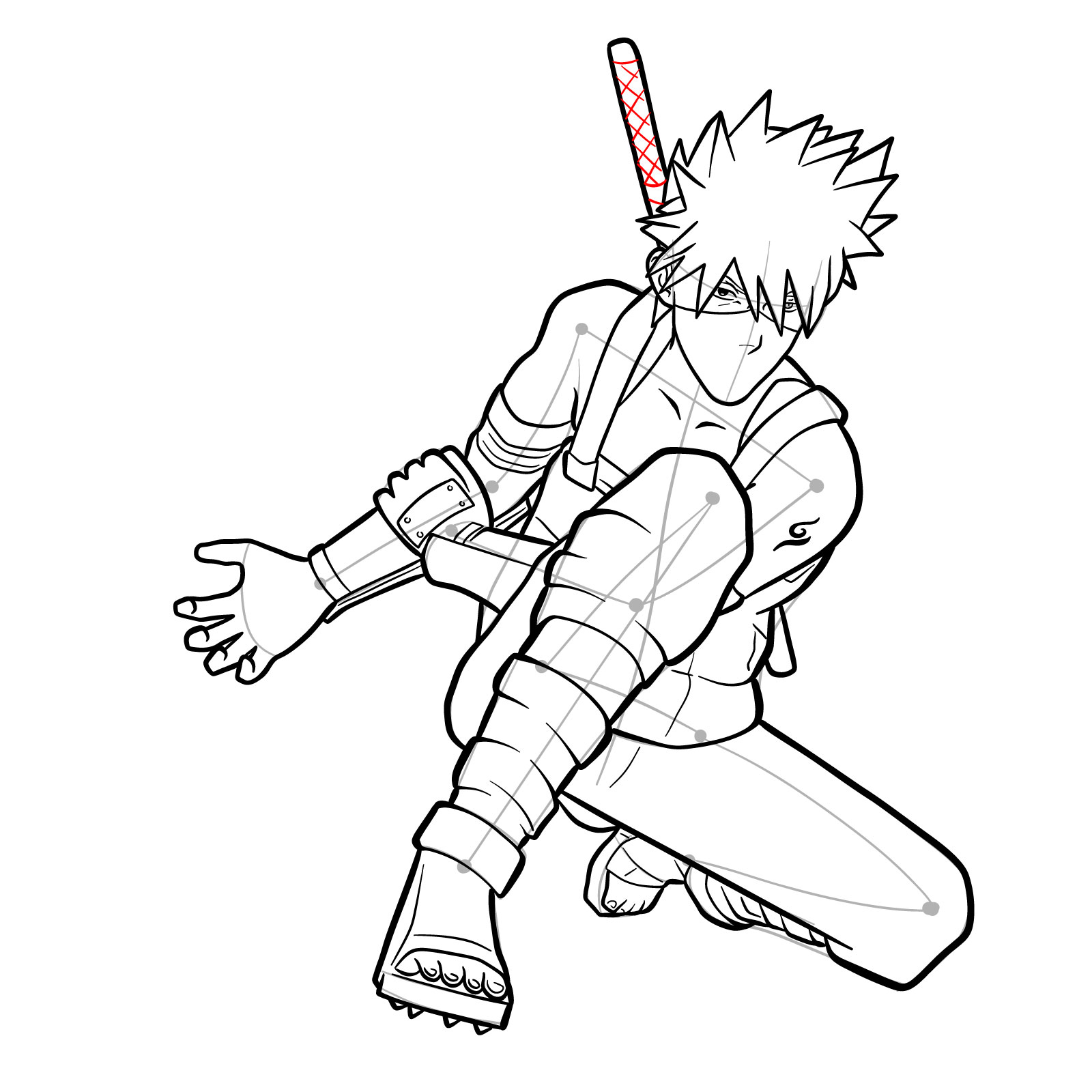 How to draw Kakashi from Clash of Ninja Revolution - step 42