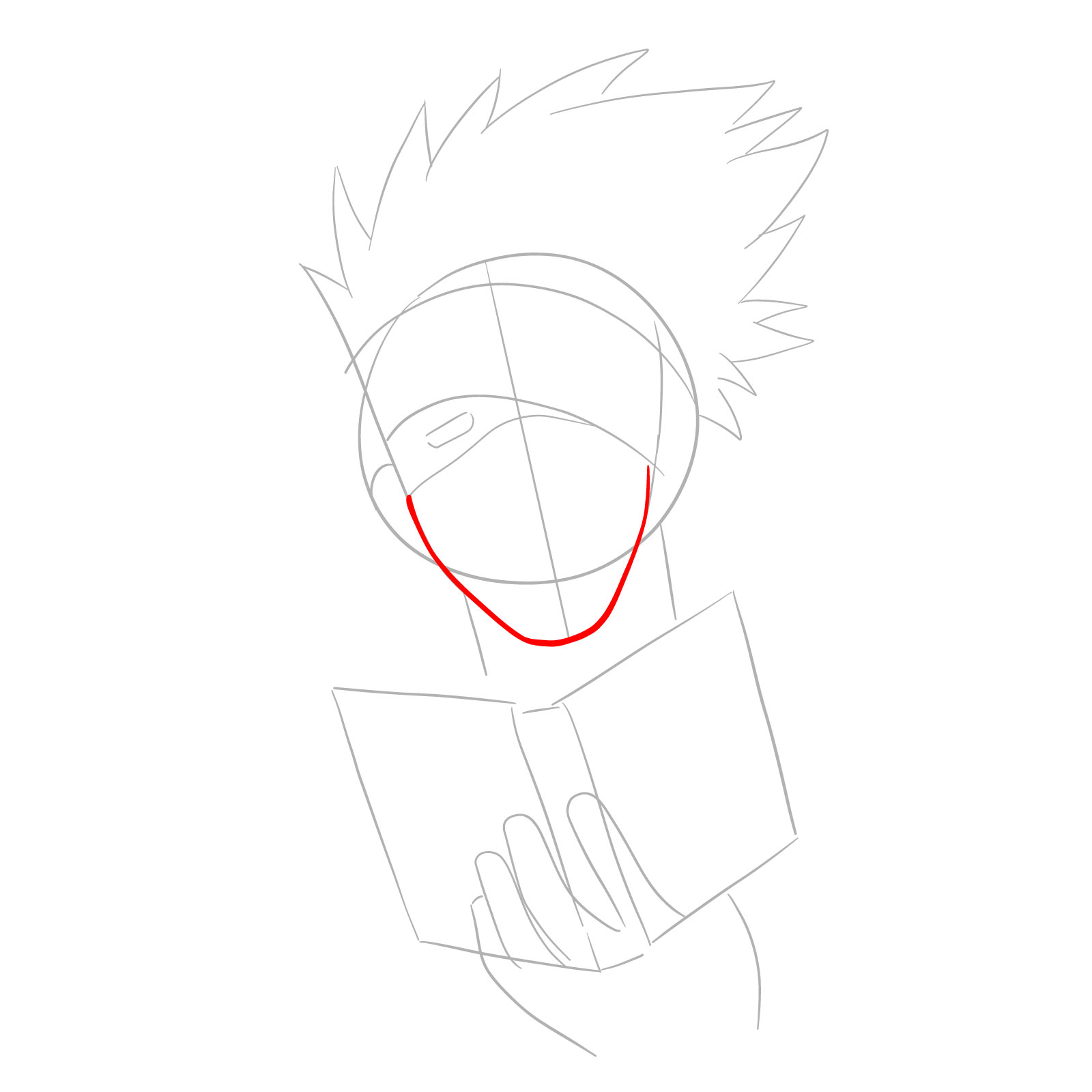 How to draw Kakashi reading a book - step 04