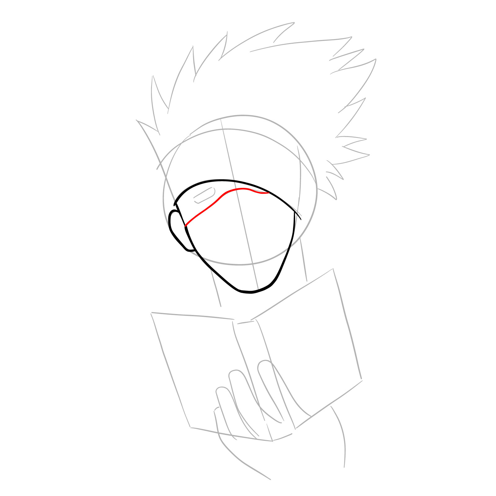 How to draw Kakashi reading a book - step 07