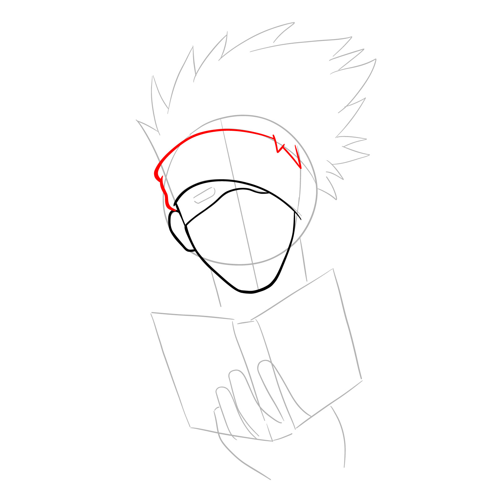 How to draw Kakashi reading a book - step 08