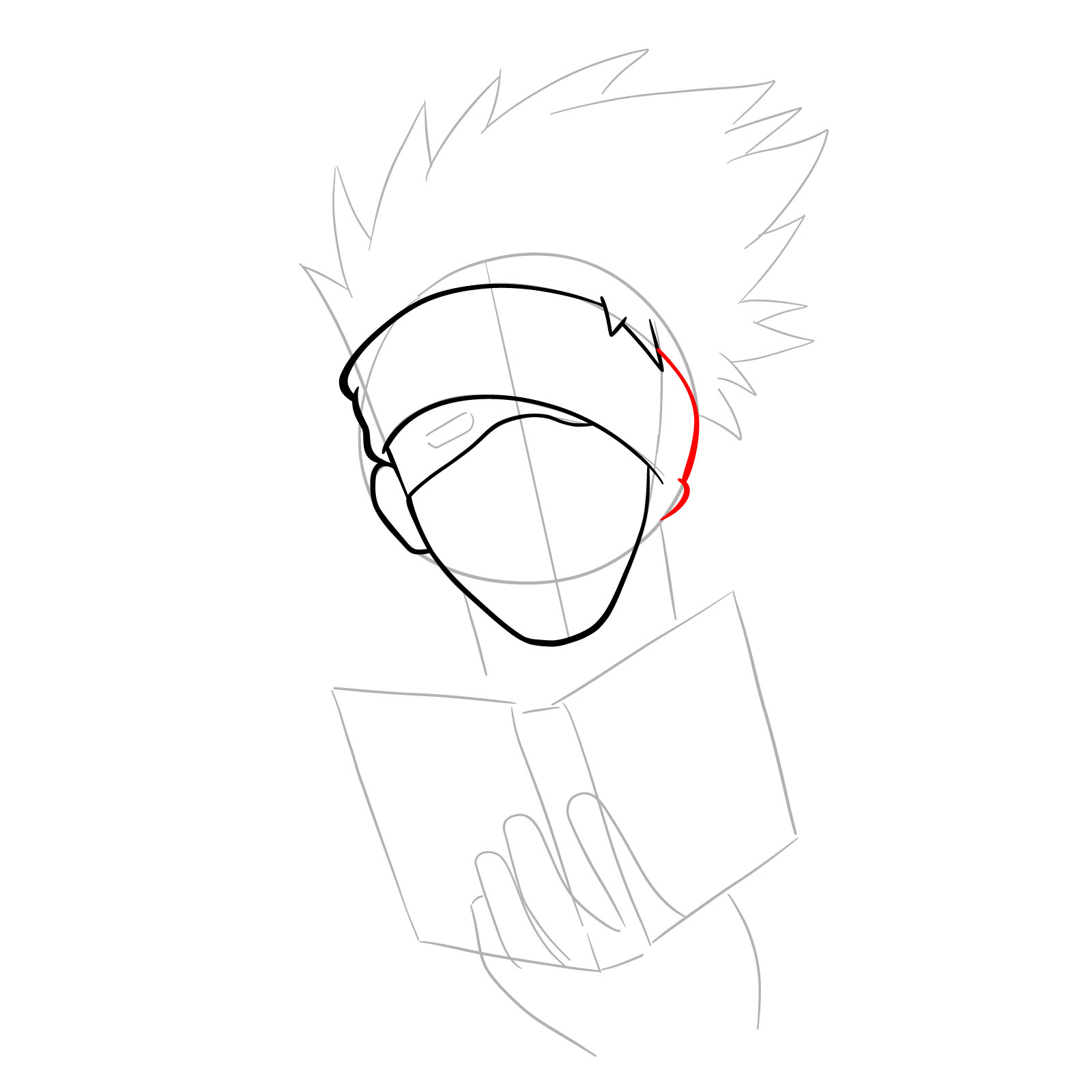 How to draw Kakashi reading a book - step 09