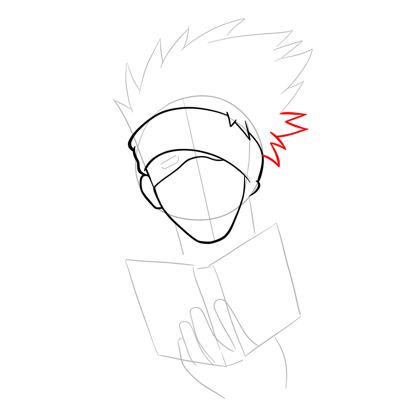 How to draw Kakashi reading a book - step 10