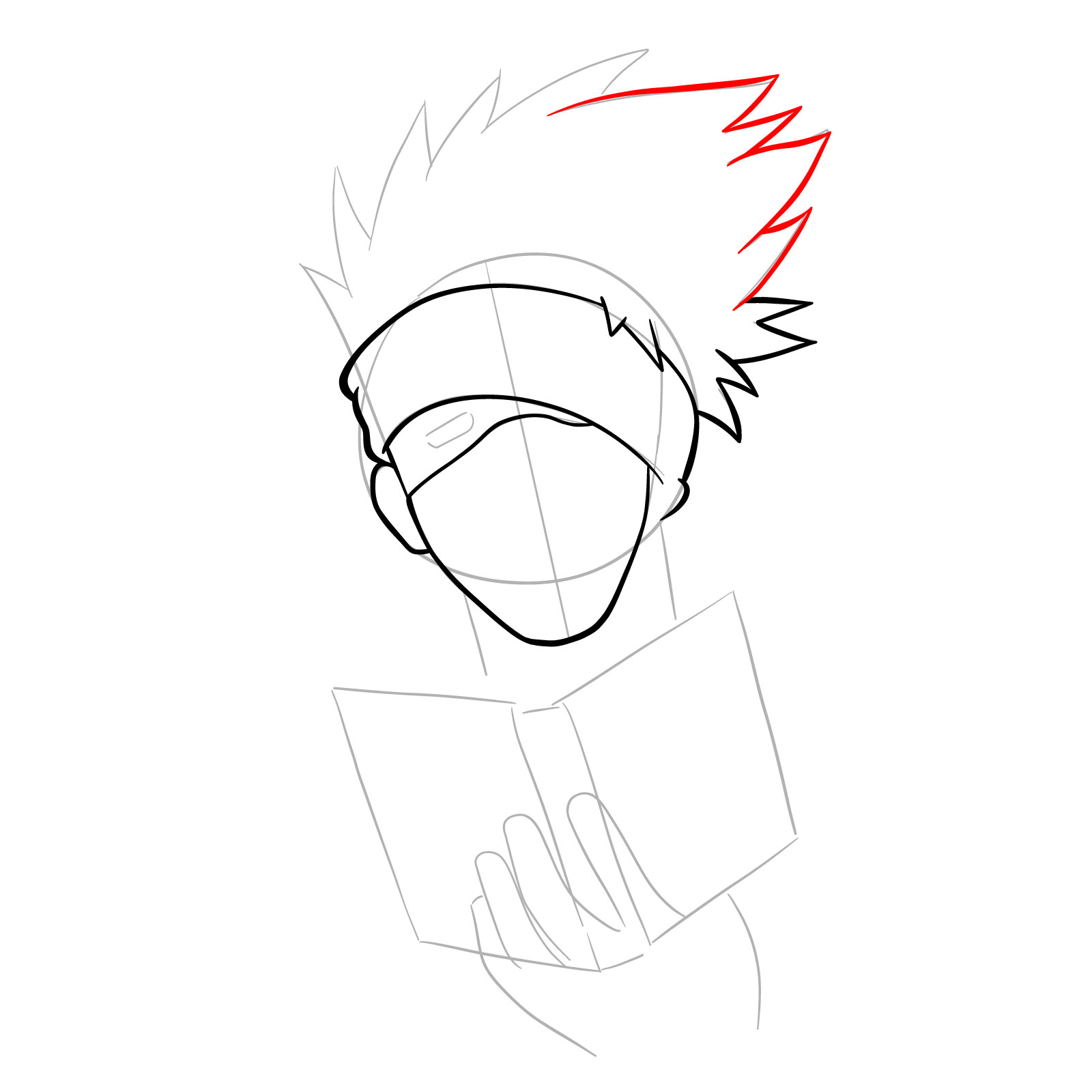 How to draw Kakashi reading a book - step 11