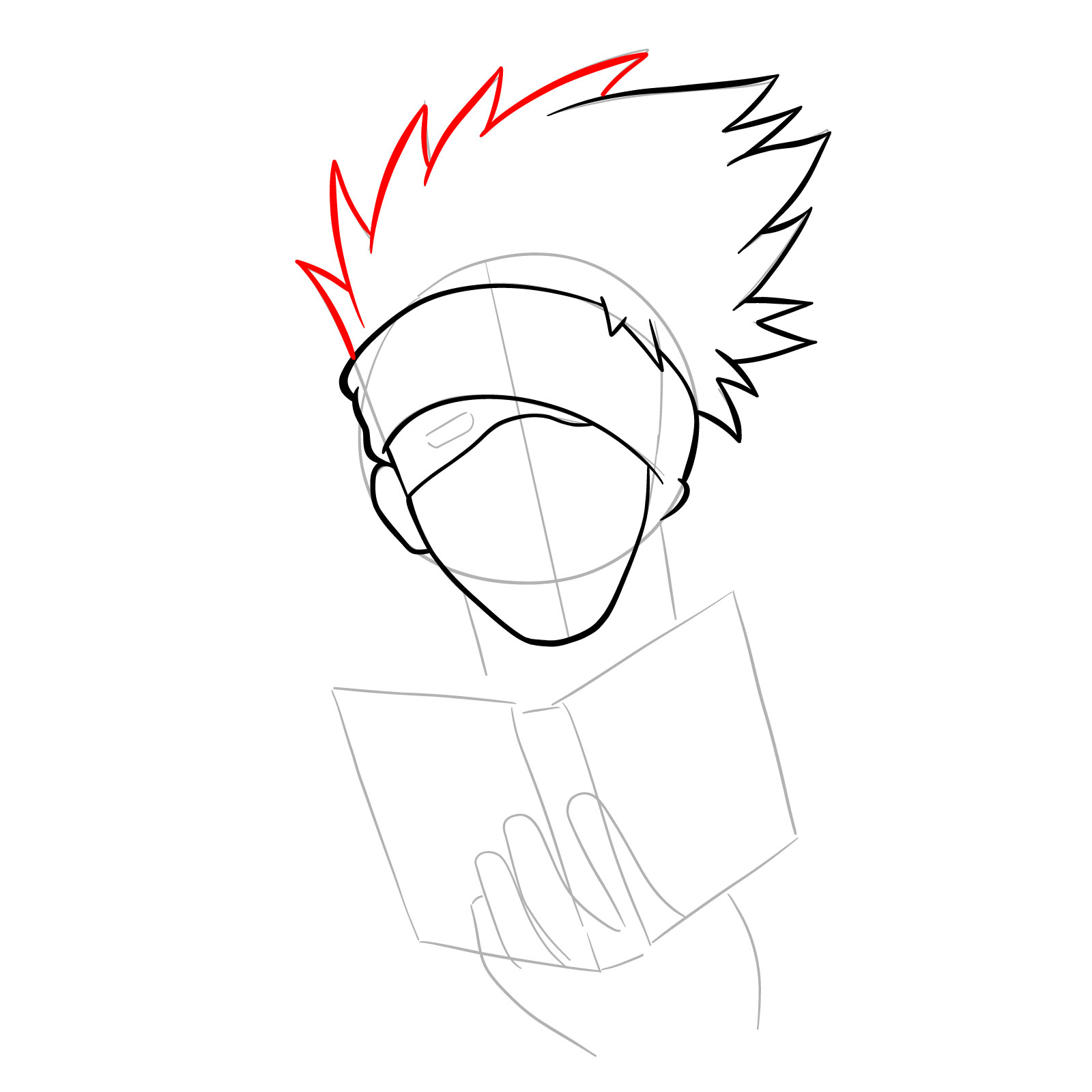 How to draw Kakashi reading a book - step 12