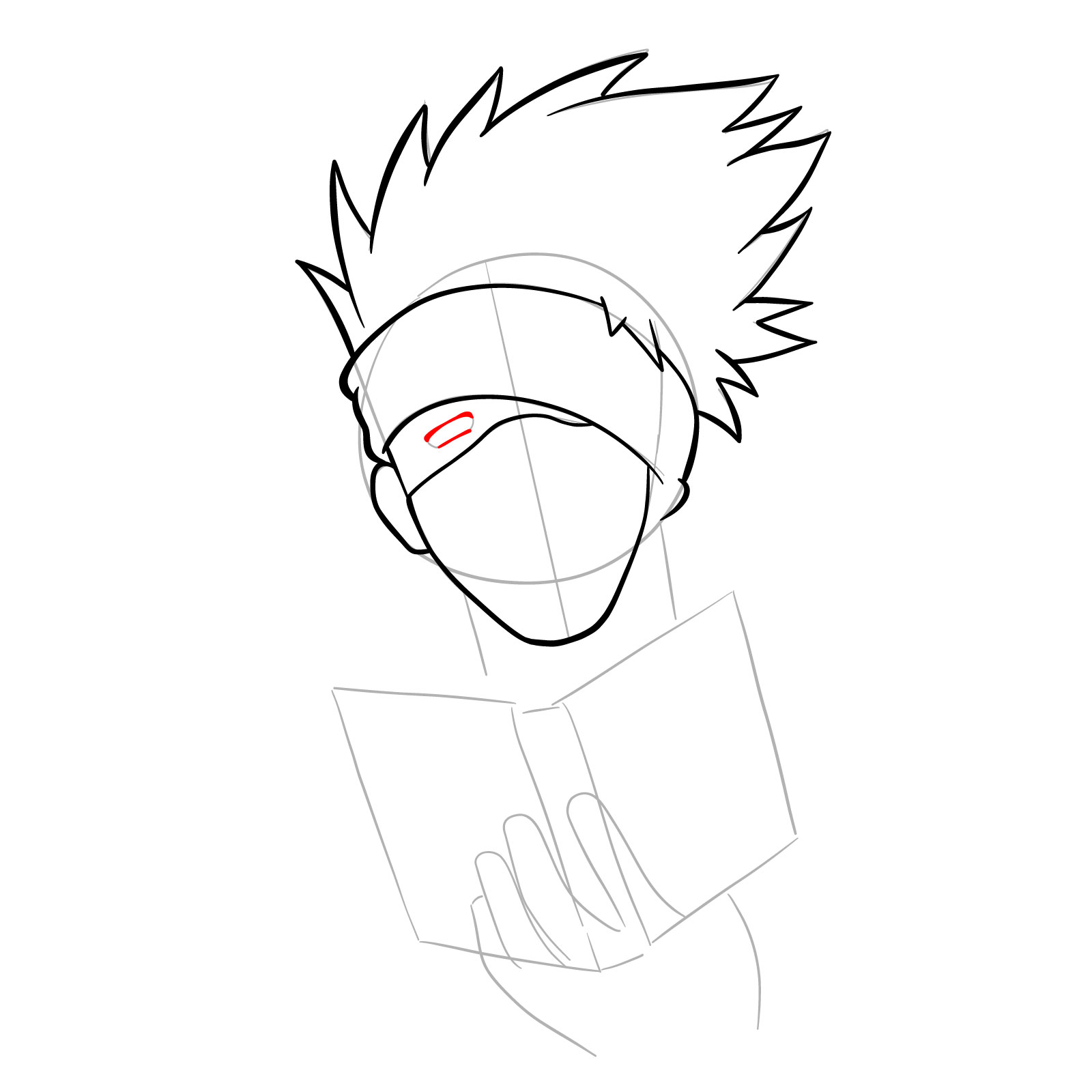 How to draw Kakashi reading a book - step 13