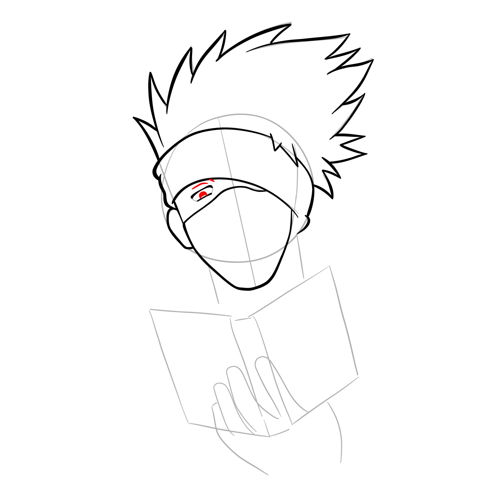 How to draw Kakashi reading a book - step 14