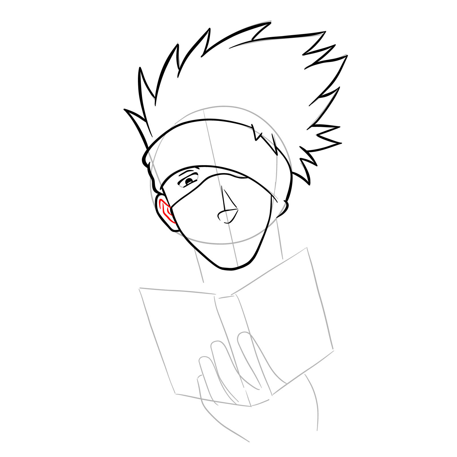 How to draw Kakashi reading a book - step 16