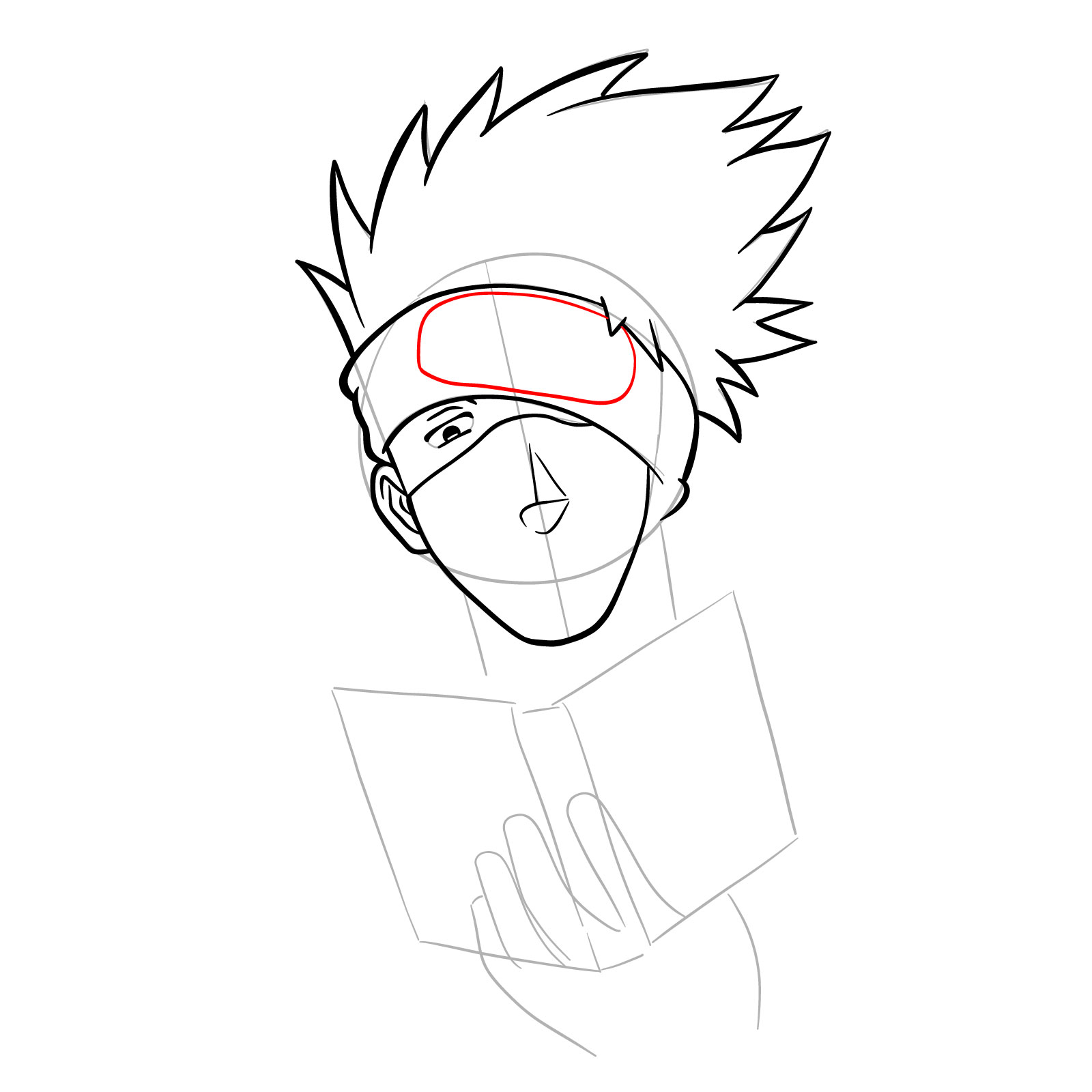 How to draw Kakashi reading a book - step 17