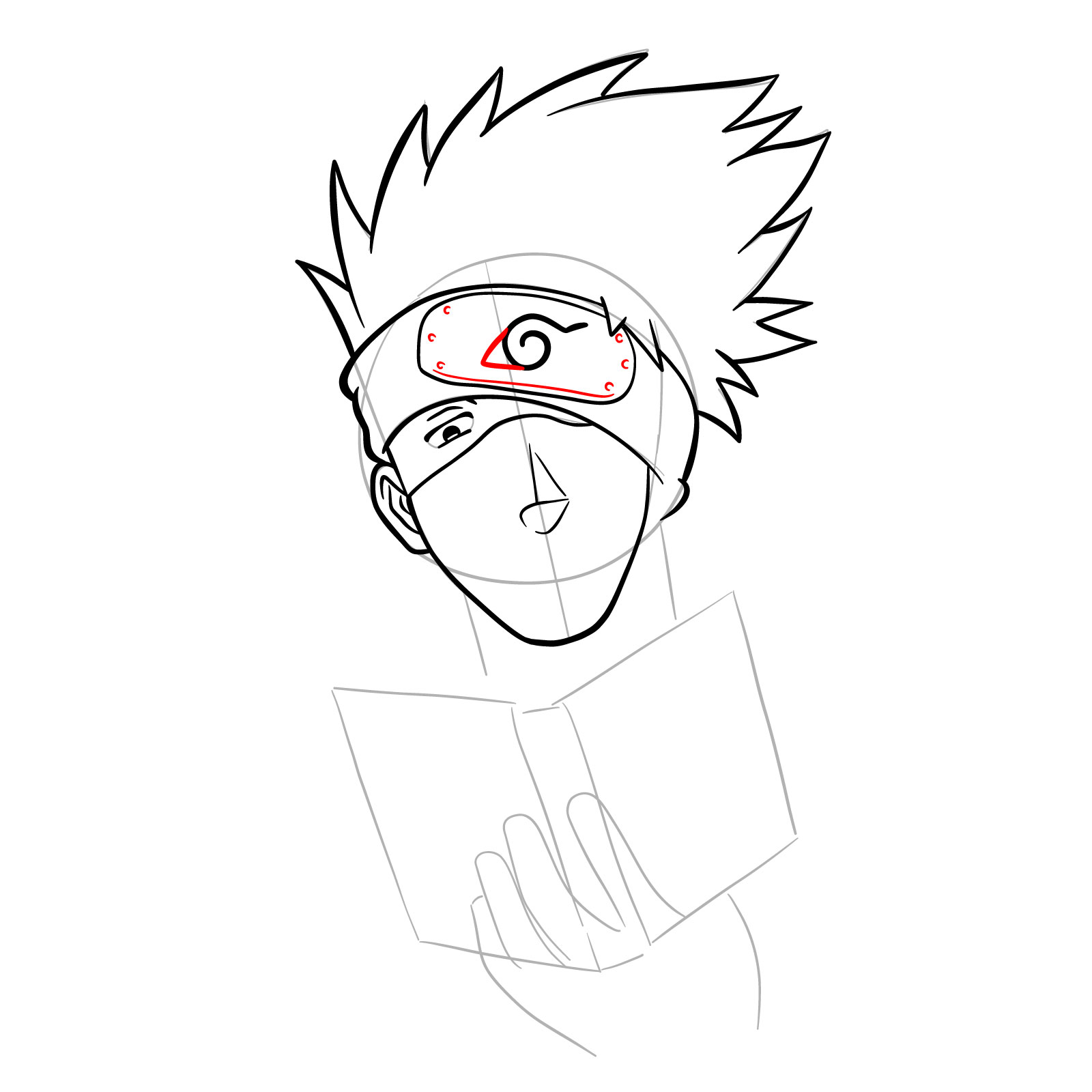 How to draw Kakashi reading a book - step 19