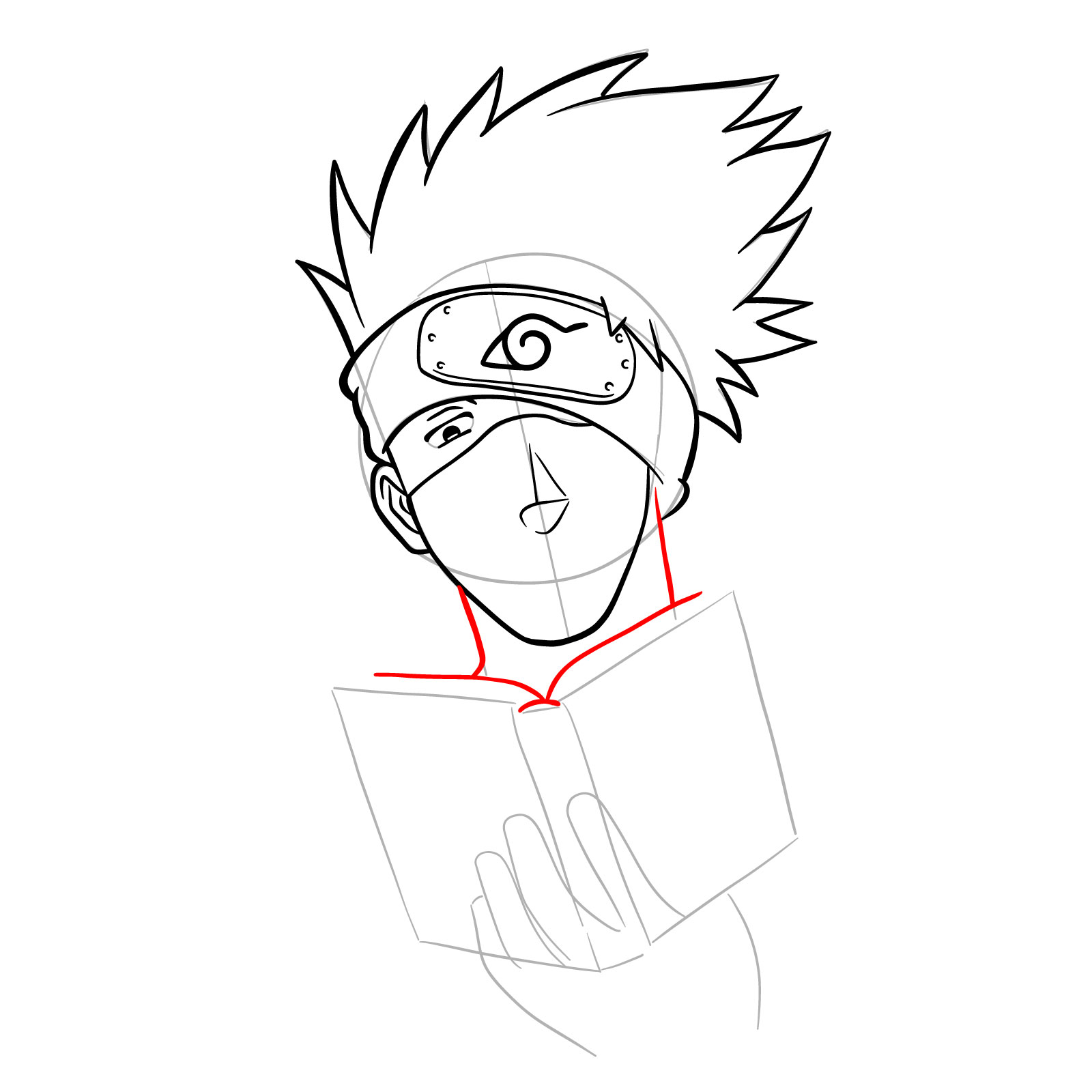 How to draw Kakashi reading a book - step 20