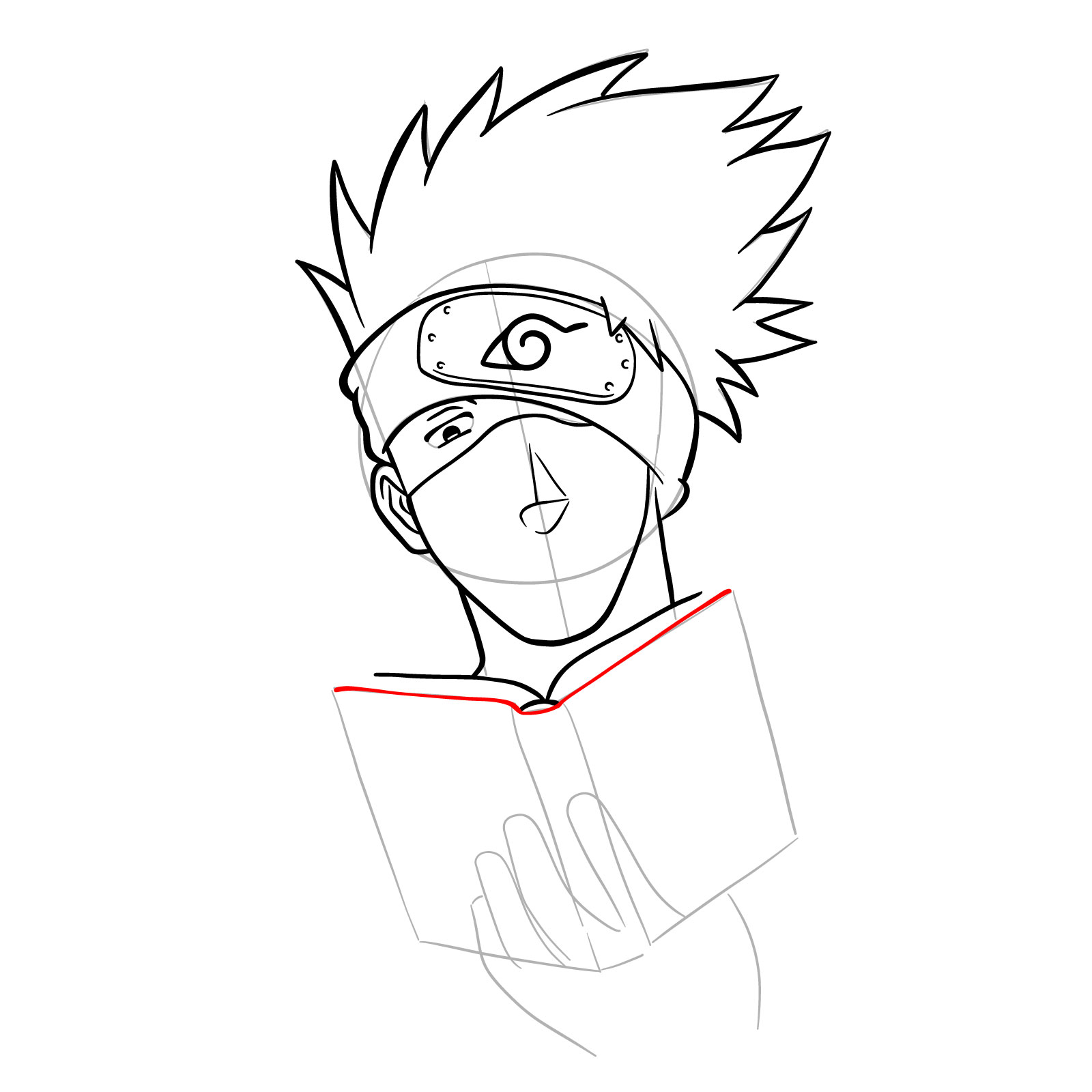 How to draw Kakashi reading a book - step 21