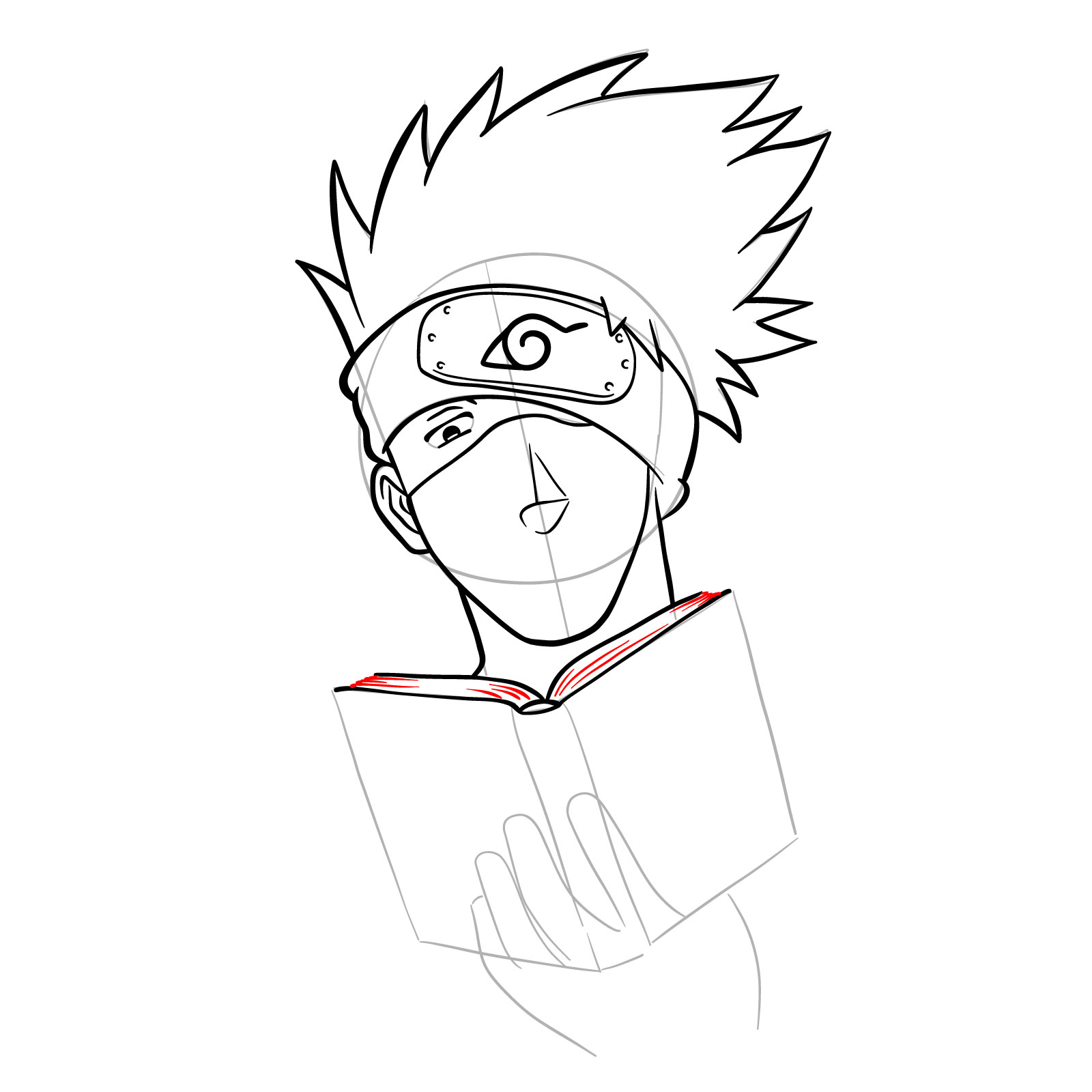 How to draw Kakashi reading a book - step 22