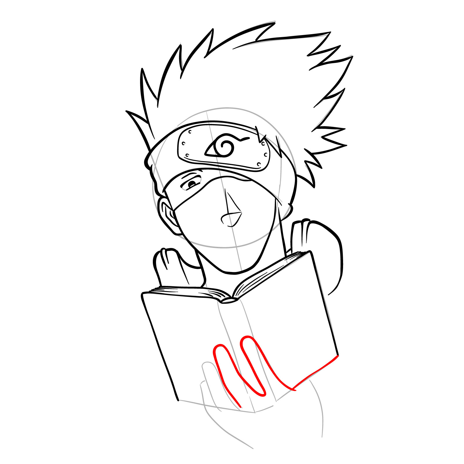 How to draw Kakashi reading a book - step 25