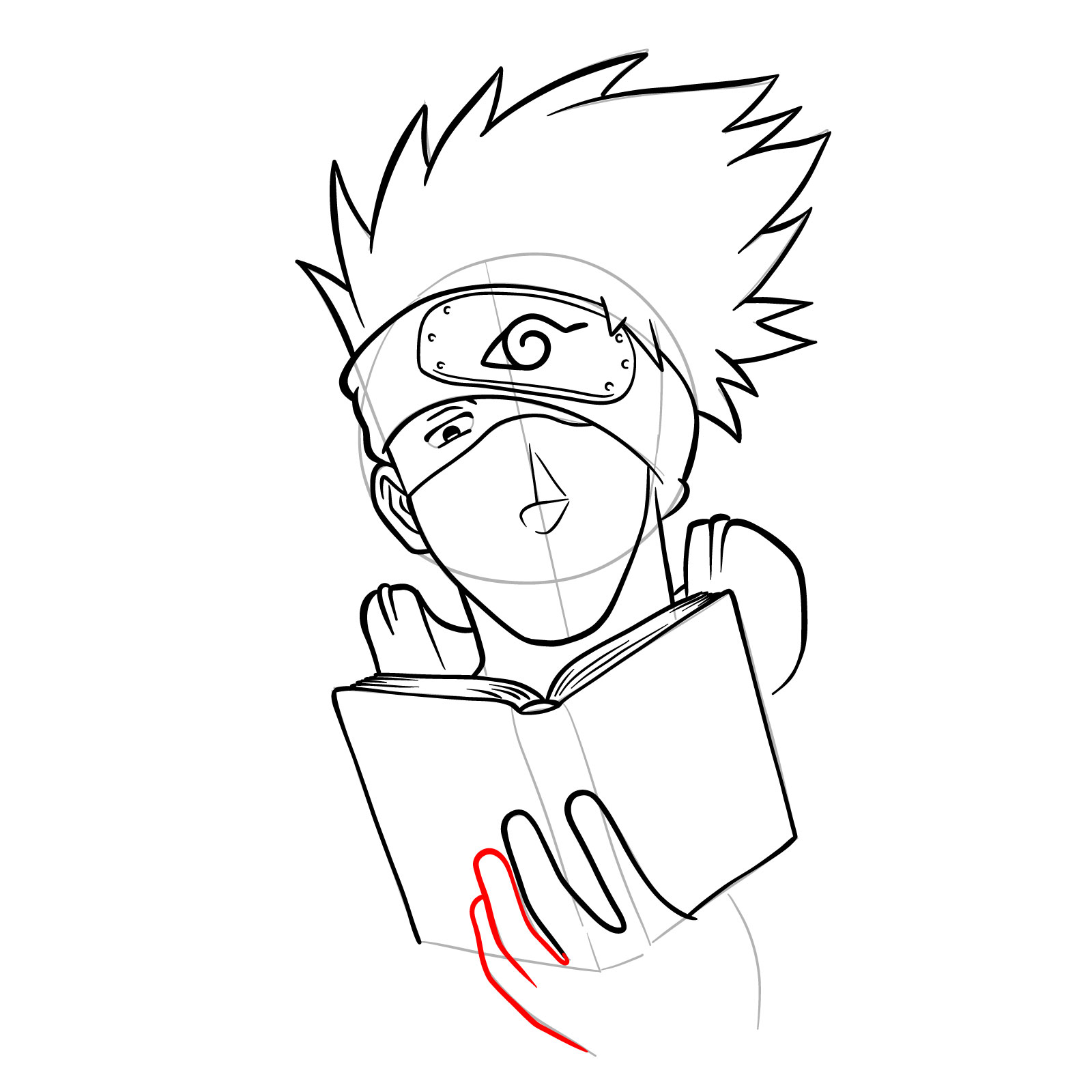 How to draw Kakashi reading a book - step 26