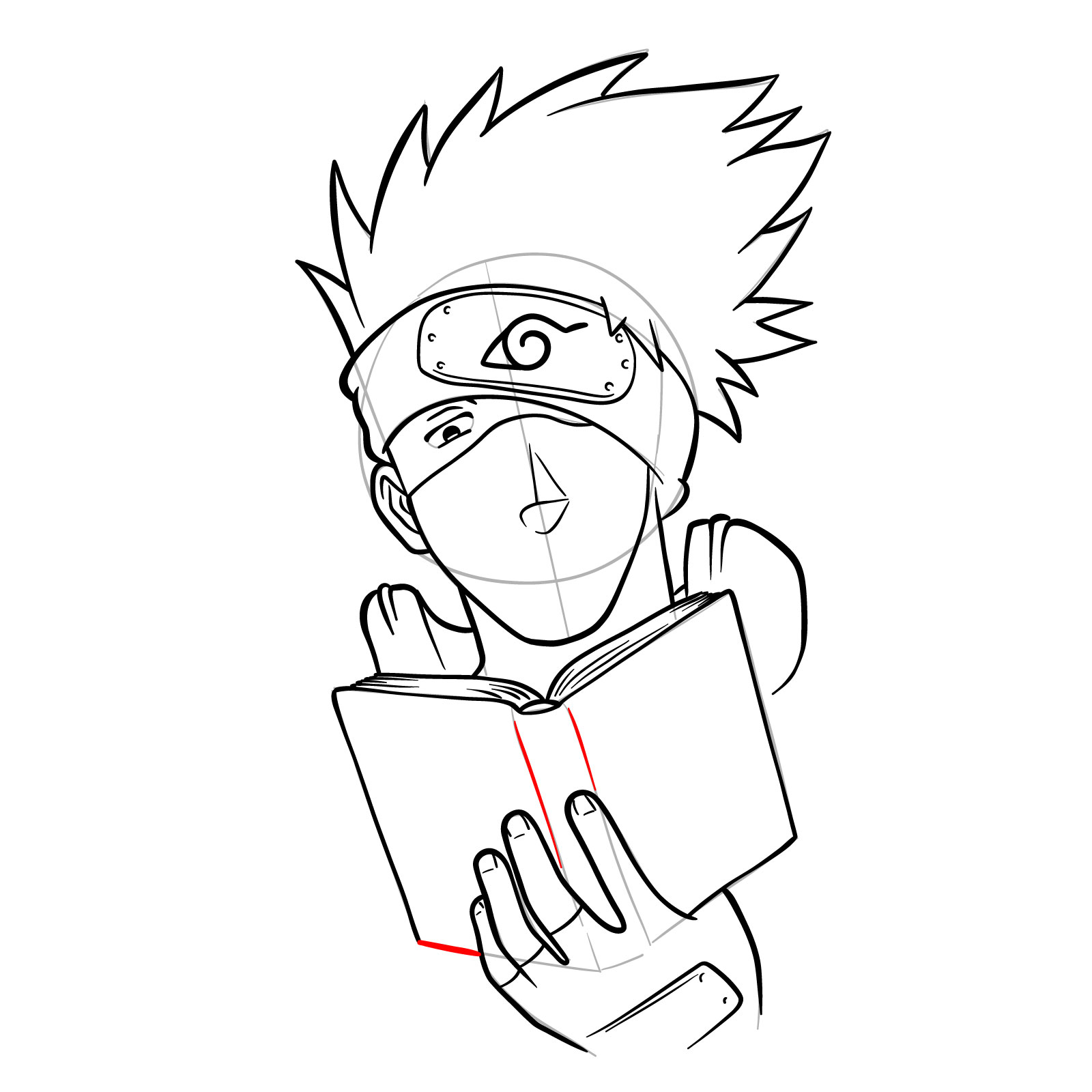 How to draw Kakashi reading a book - step 28